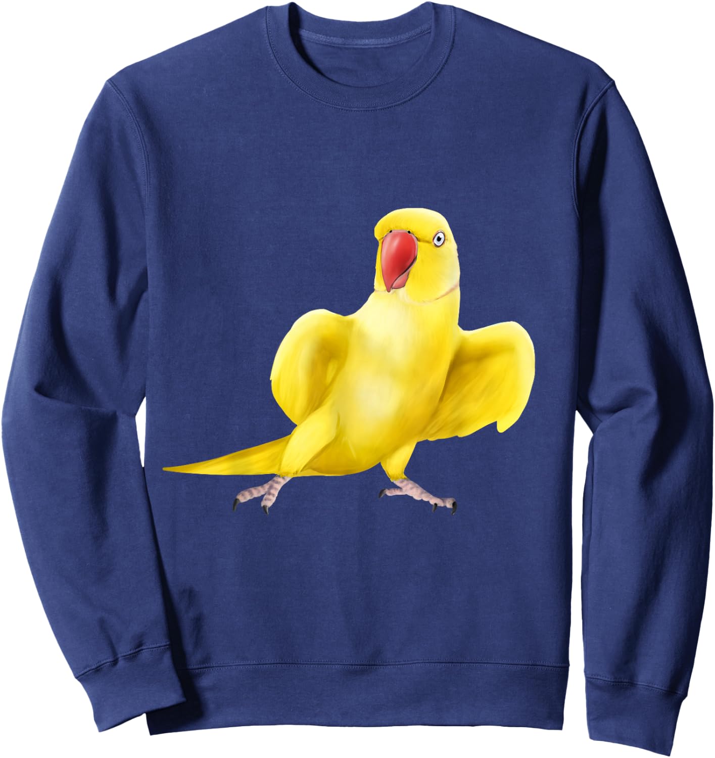 Yellow Indian Ringneck Parrot bird Sweatshirt - Sweatshirt | Navy