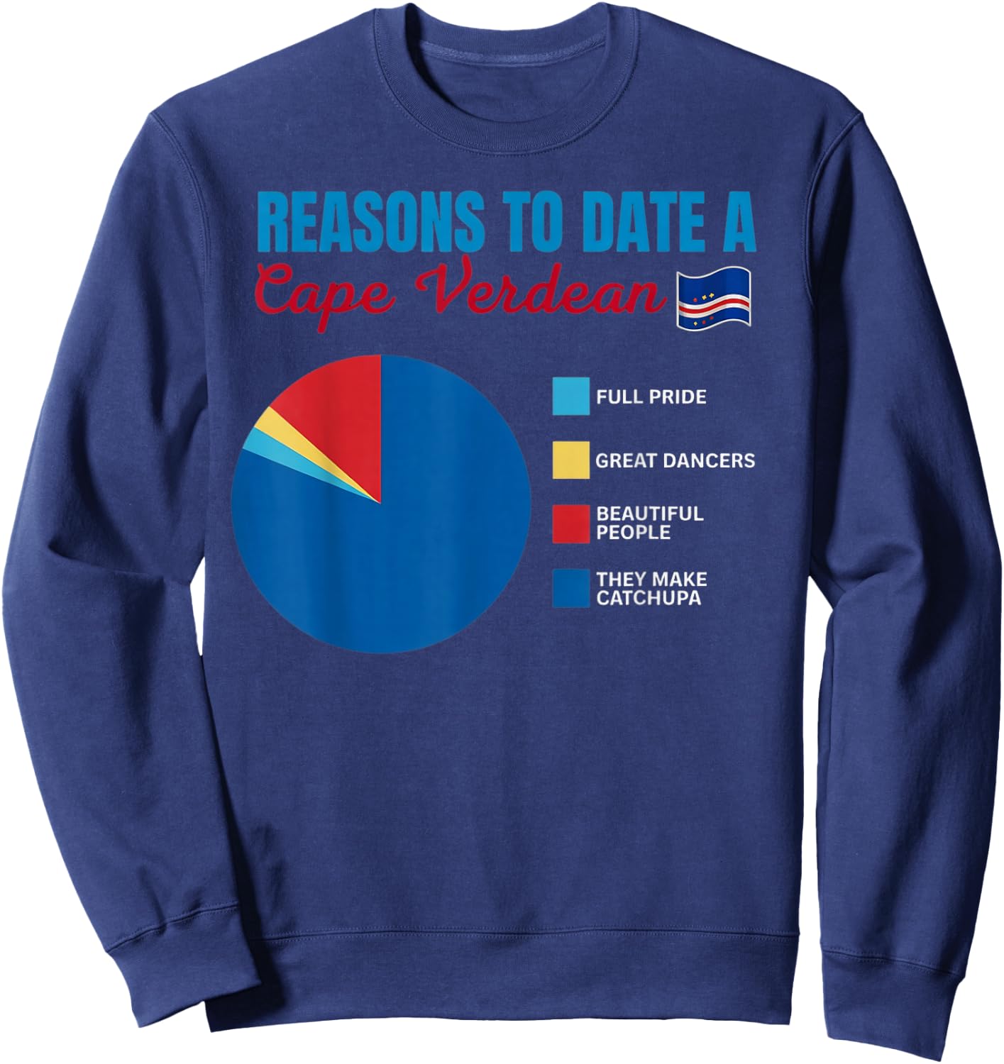 Reasons to Date A Cabo Verde Flag Pride Verdian Cape Verde Sweatshirt - Sweatshirt | Navy