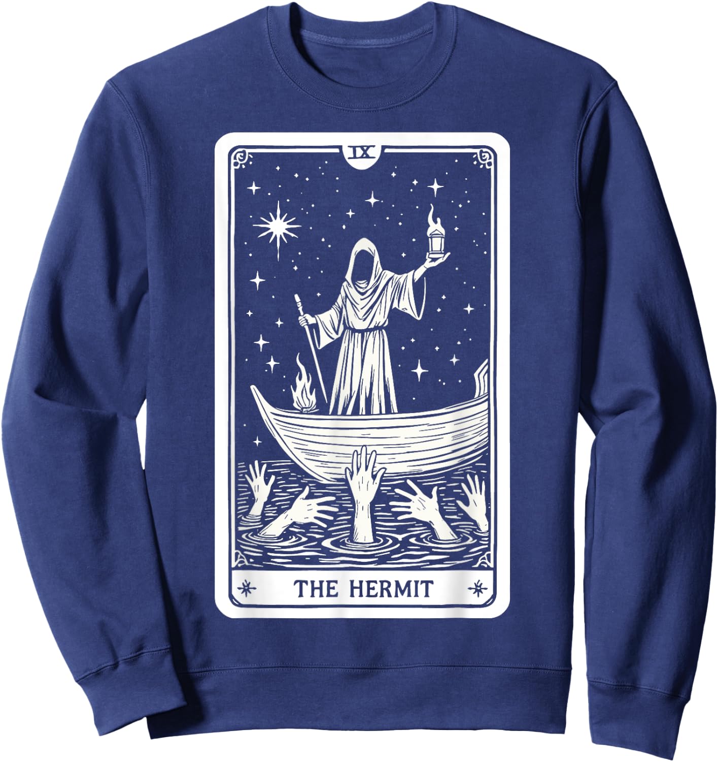The Hermit Tarot Card Wisdom Enigmatic Esoteric Occult Sweatshirt - Sweatshirt | Navy