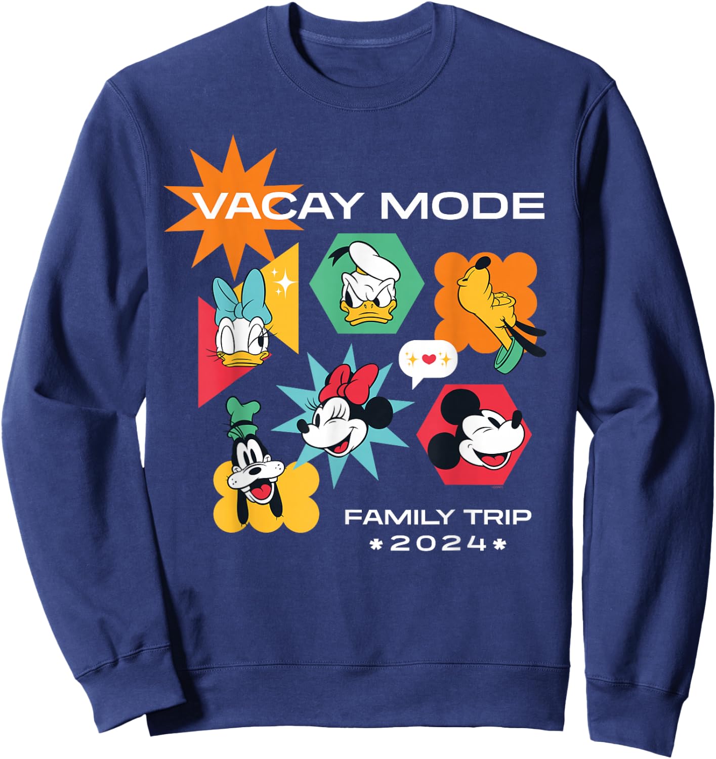 Disney Mickey & Friends Vacay Mode Family Trip Vacation 2024 Sweatshirt - Sweatshirt | Navy