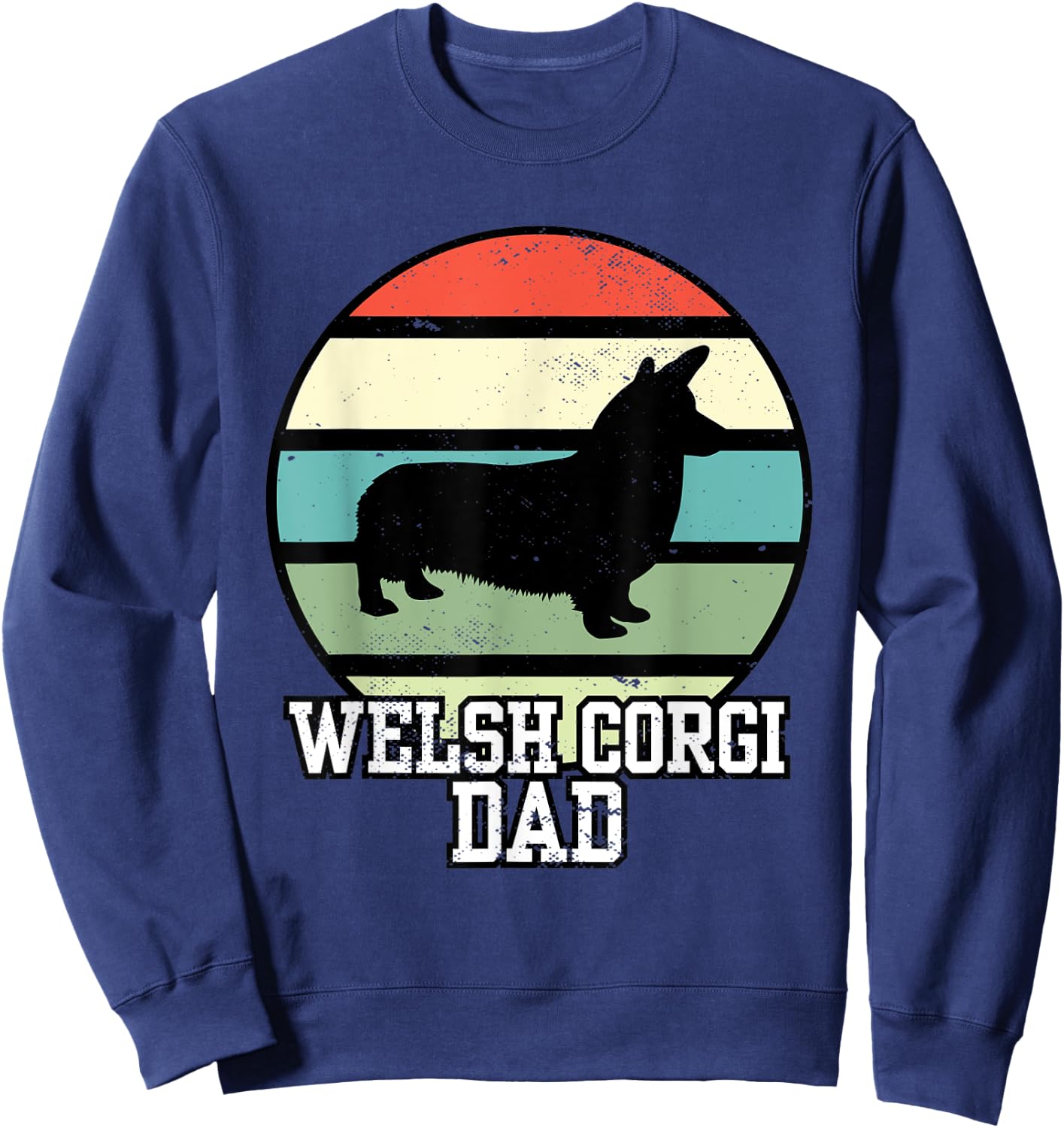 Welsh Corgi Dad I Retro Corgi Dad Sweatshirt - Sweatshirt | Navy