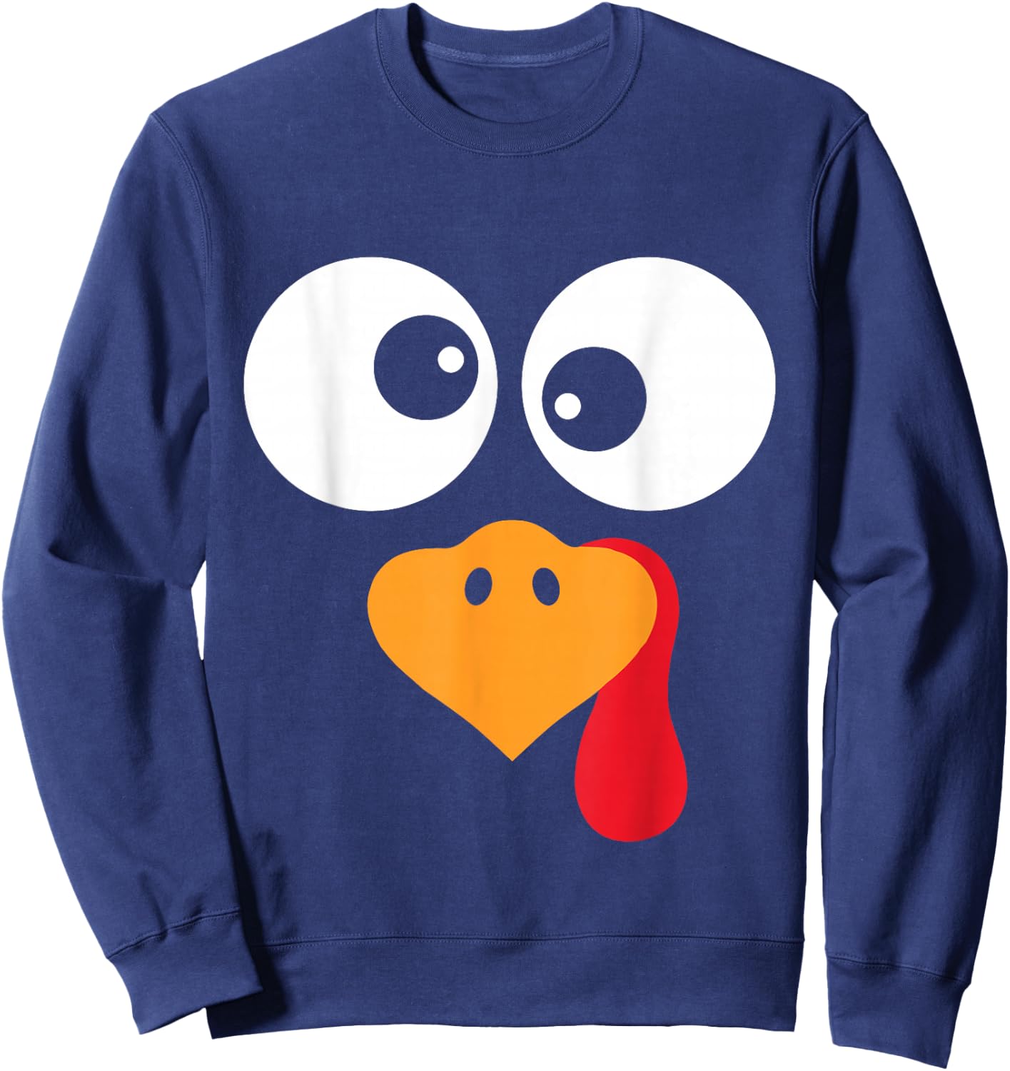 Thanksgiving Funny Turkey Face Costume Outfit Boys Kids Sweatshirt - Sweatshirt | Navy