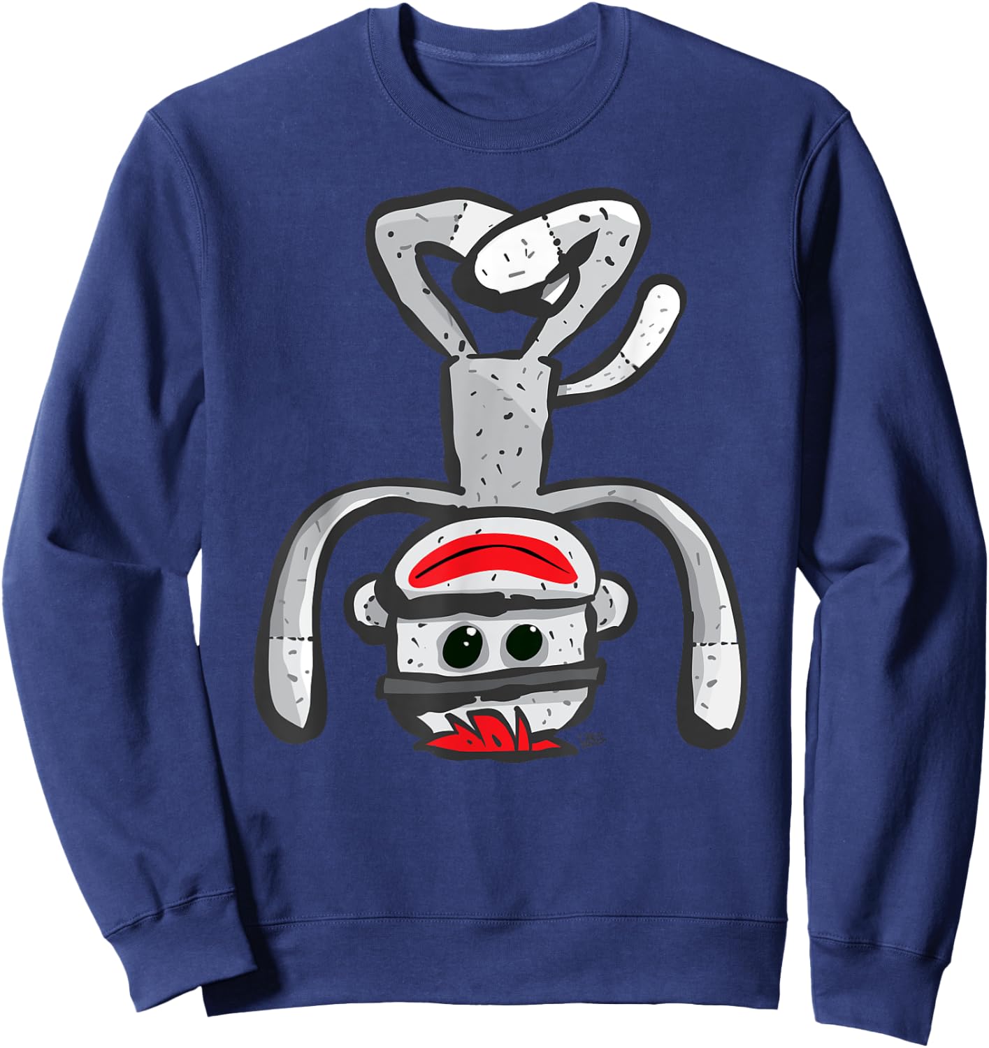 Cute Sock Monkey in Yoga Asana Headstand Pose Sweatshirt - Sweatshirt | Navy