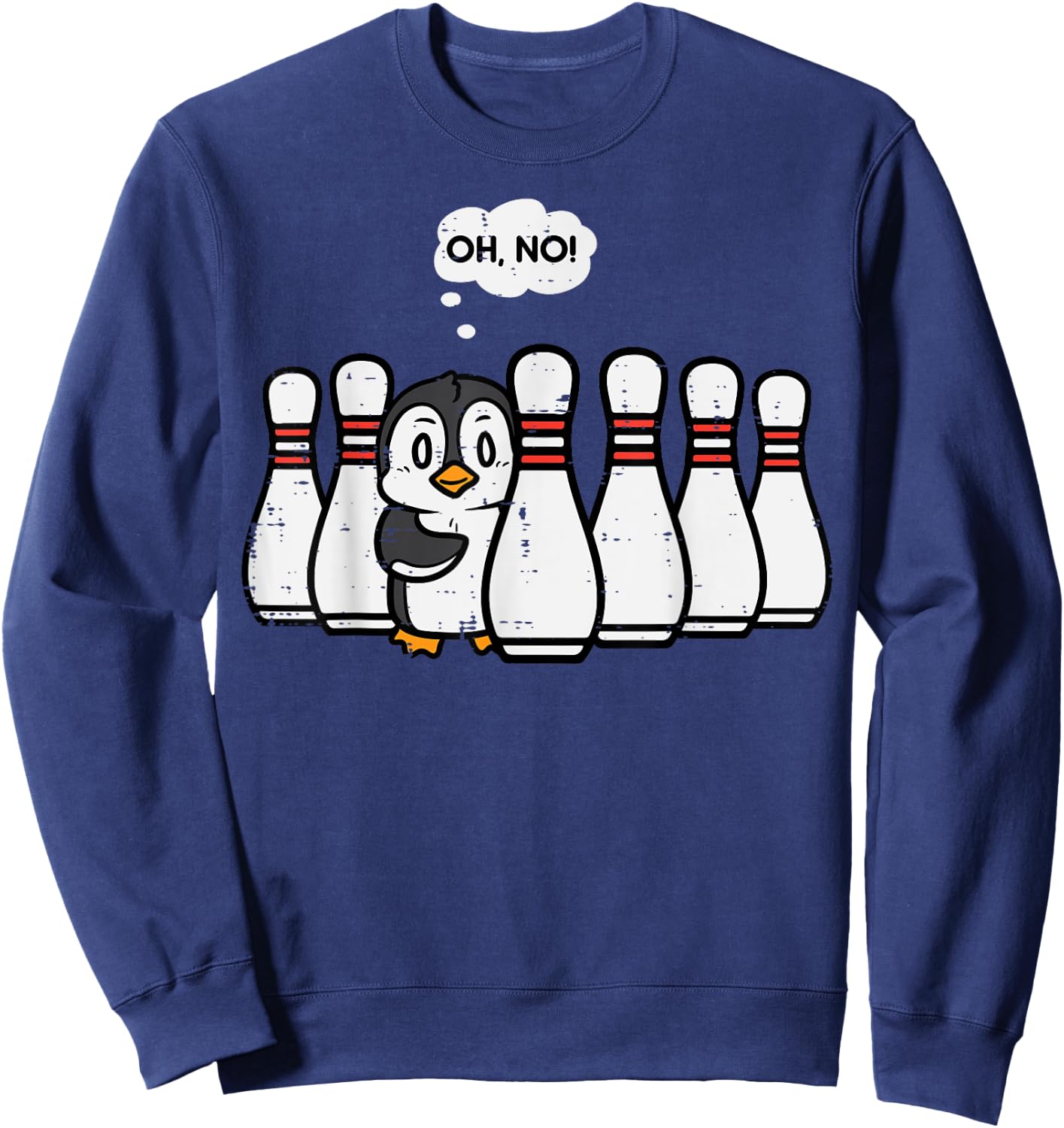 Penguin Bowling Pins Oh No Funny Bowler Player Men Women Kid Sweatshirt - Sweatshirt | Navy