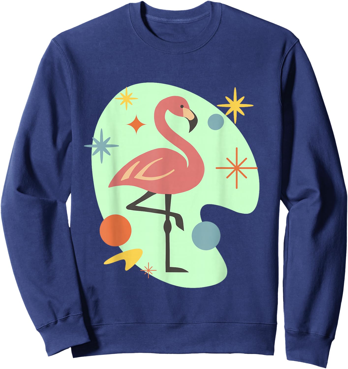 Atomic Flamingo Mid Century Modern Retro Design Sweatshirt - Sweatshirt | Navy