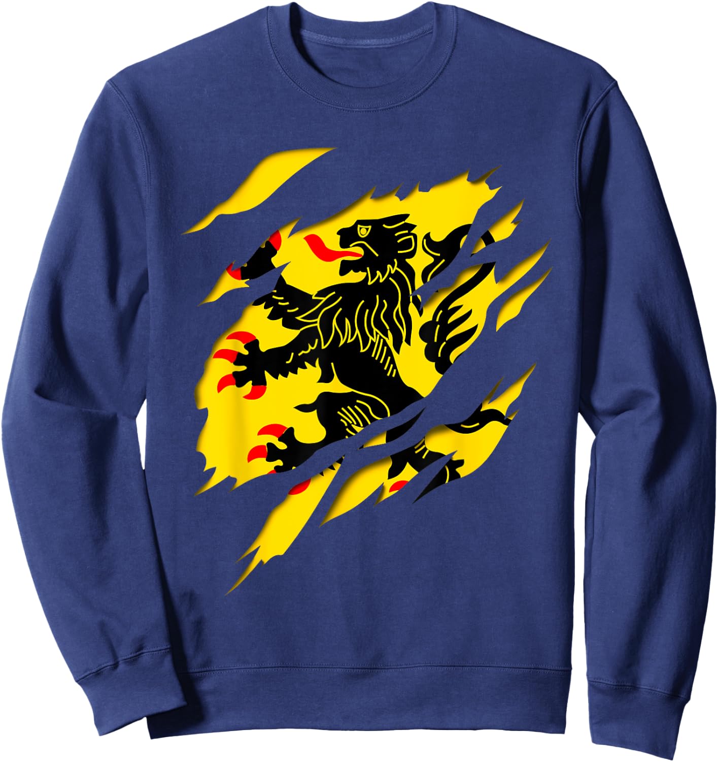 Flag Nord Pas de Calais Crest Ripped 3D Effect France , Black, S Sweatshirt - Sweatshirt | Navy