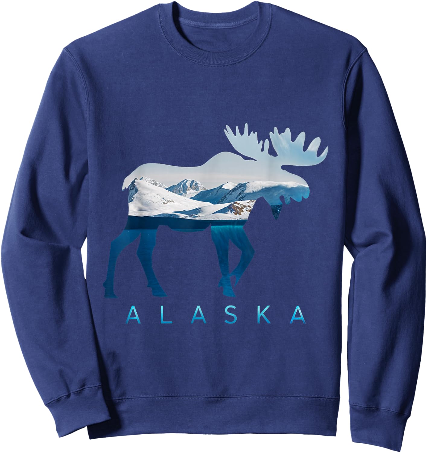 Alaska Moose Nature Scenic Mountains Wildlife Alaska Sweatshirt - Sweatshirt | Navy