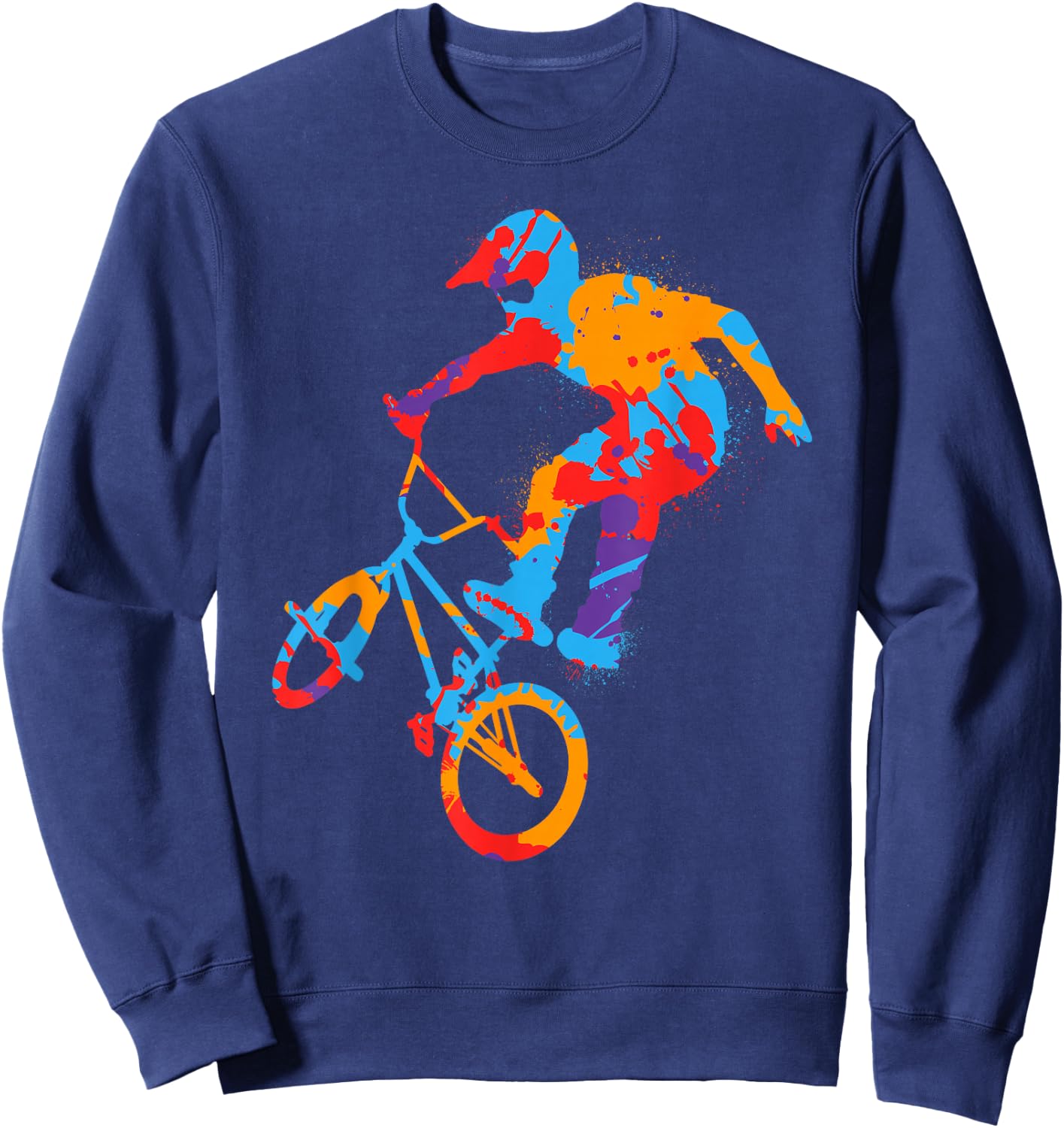 BMX Colourful Stunts Bike Tricks Boys Bicycle BMX Children's , black Sweatshirt - Sweatshirt | Navy