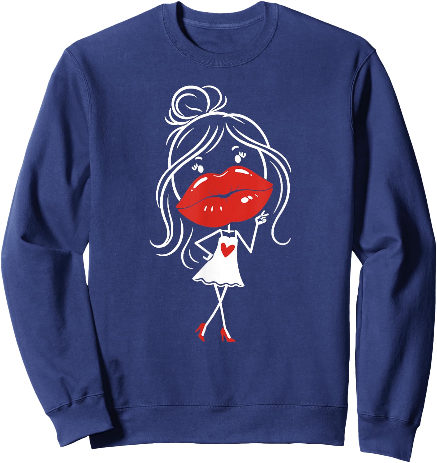 Lip Filler Injection Funny Sarcastic Beauty Glam Girl Red Sweatshirt - Sweatshirt | Navy