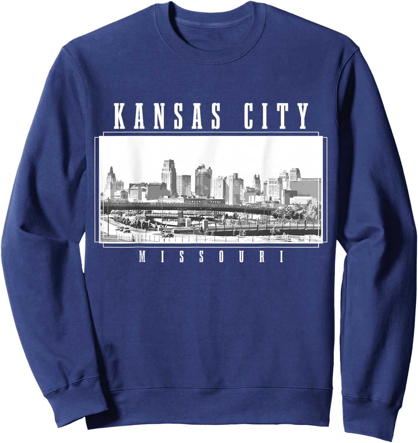 Kansas City Missouri Vintage Souvenir Skyline USA Sweatshirt - Sweatshirt | Navy
