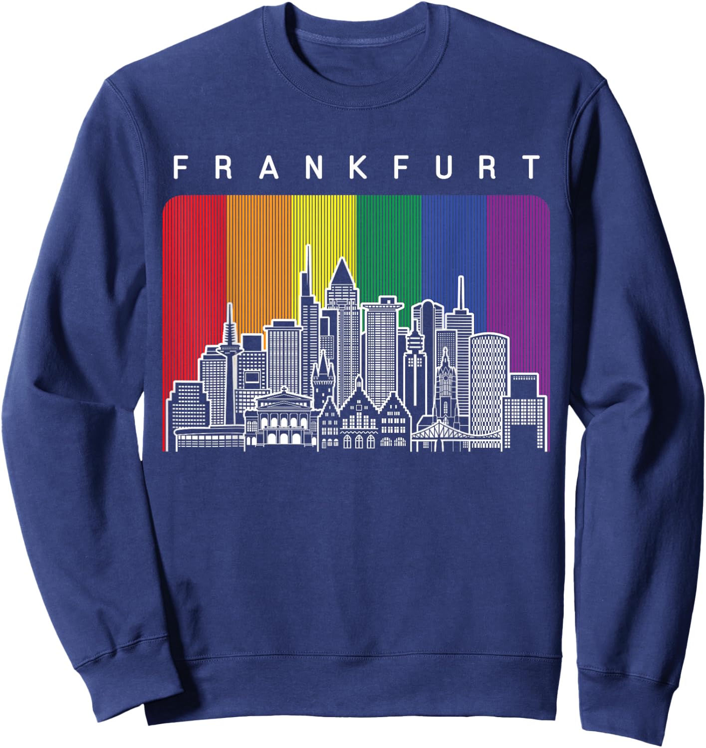 Frankfurt Deutschland Gay Pride Regenbogen Flagge Sweatshirt - Sweatshirt | Navy