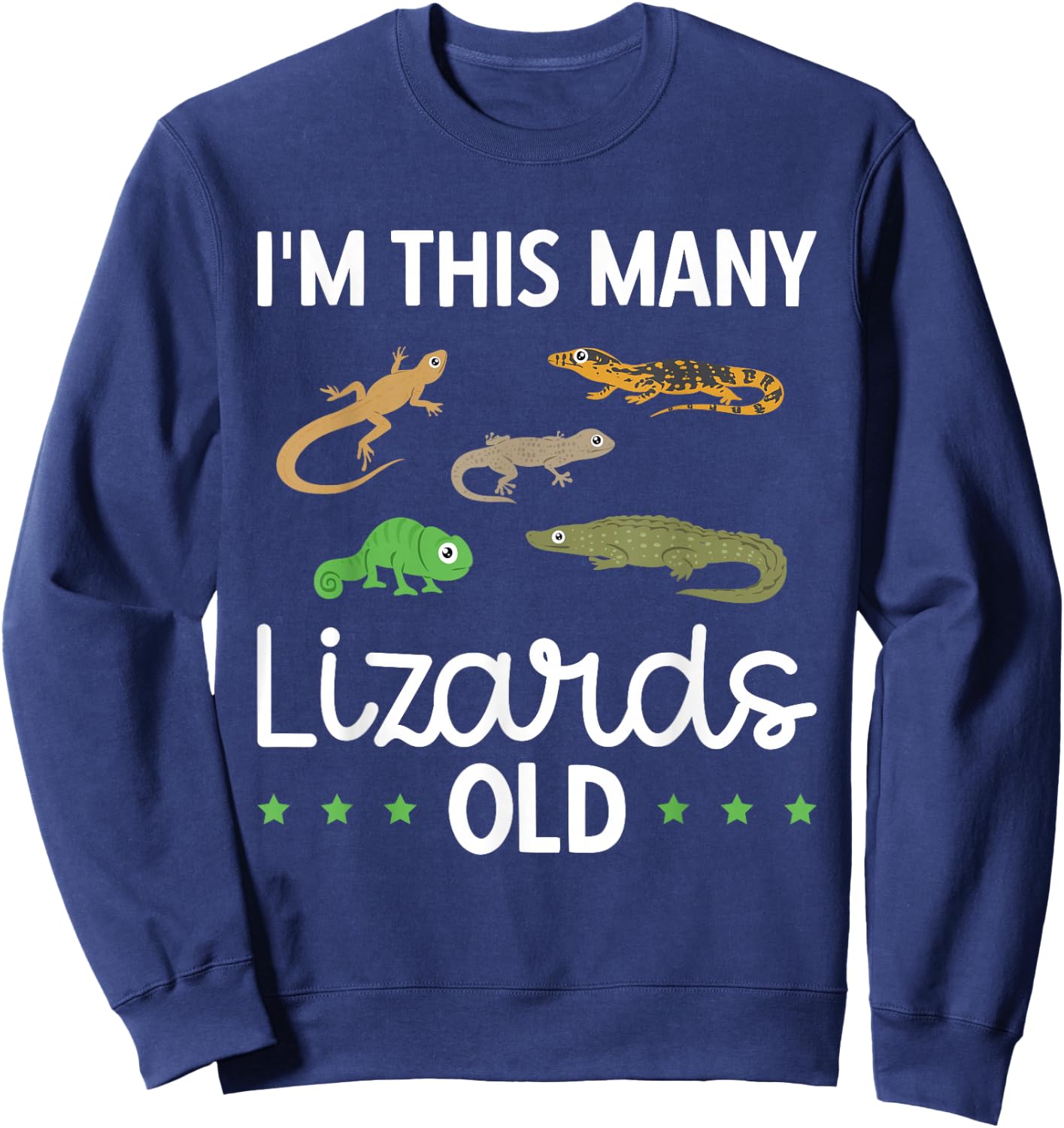 Kids This Many Lizards Old Reptile Themed 5th Birthday Sweatshirt - Sweatshirt | Navy