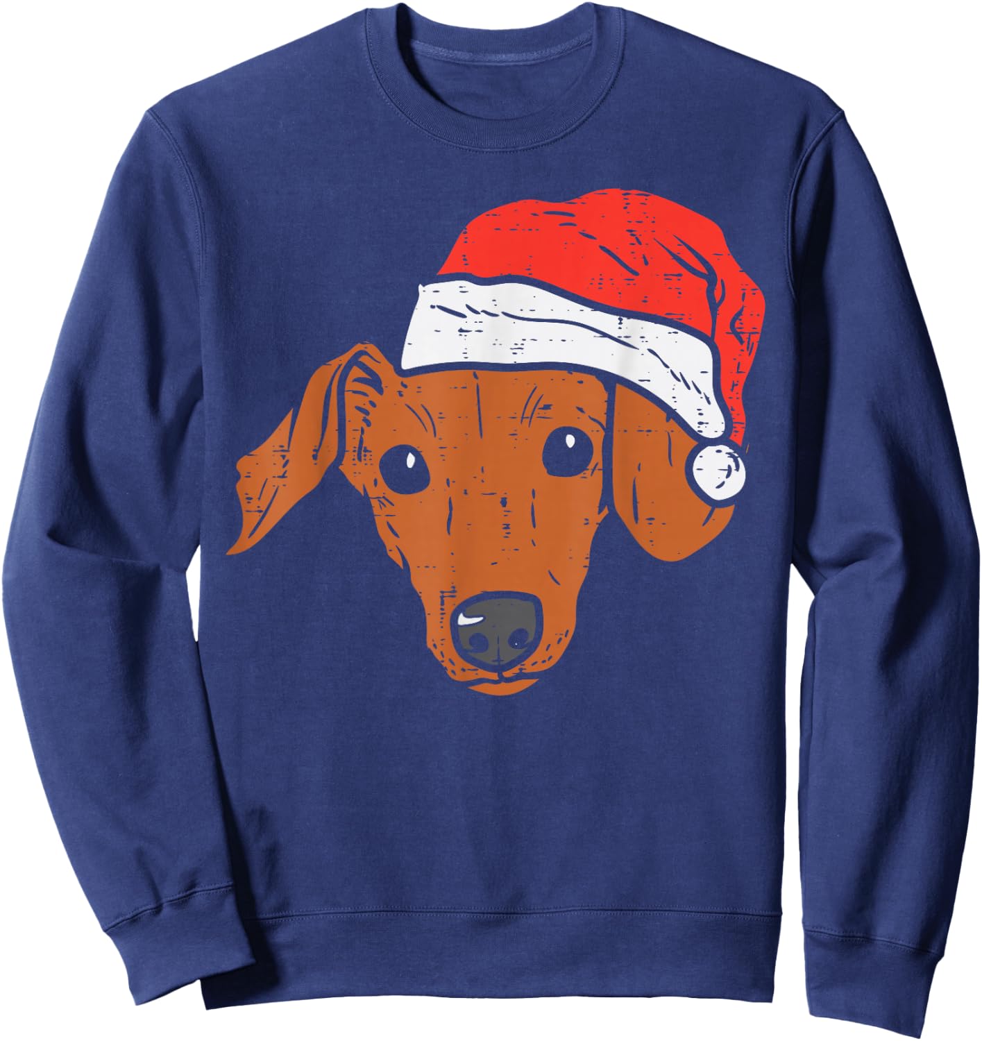 Santa Hat Dachshund Christmas Xmas Wiener Weiner Dog Sweatshirt - Sweatshirt | Navy