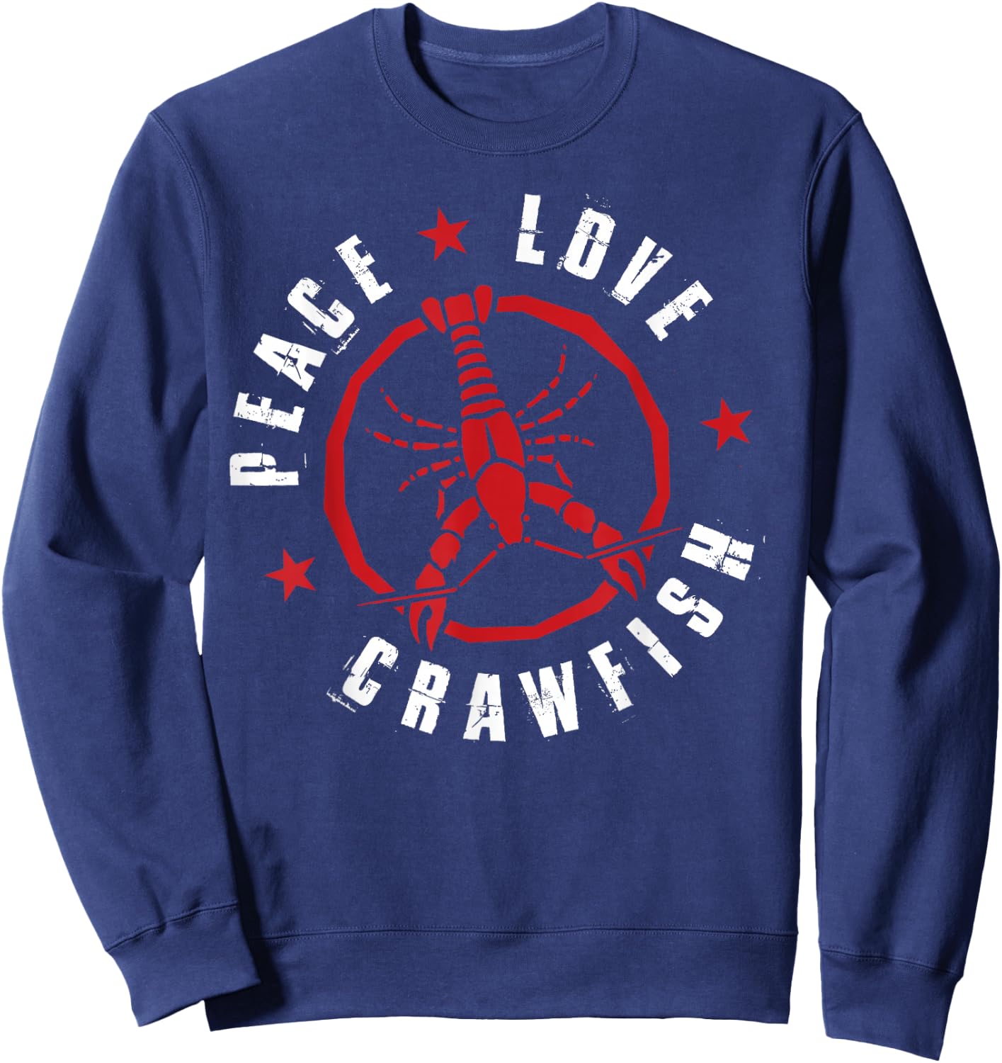 Funny Crawfish Boil Peace Love Crayfish Cajun Men Sweatshirt - Sweatshirt | Navy