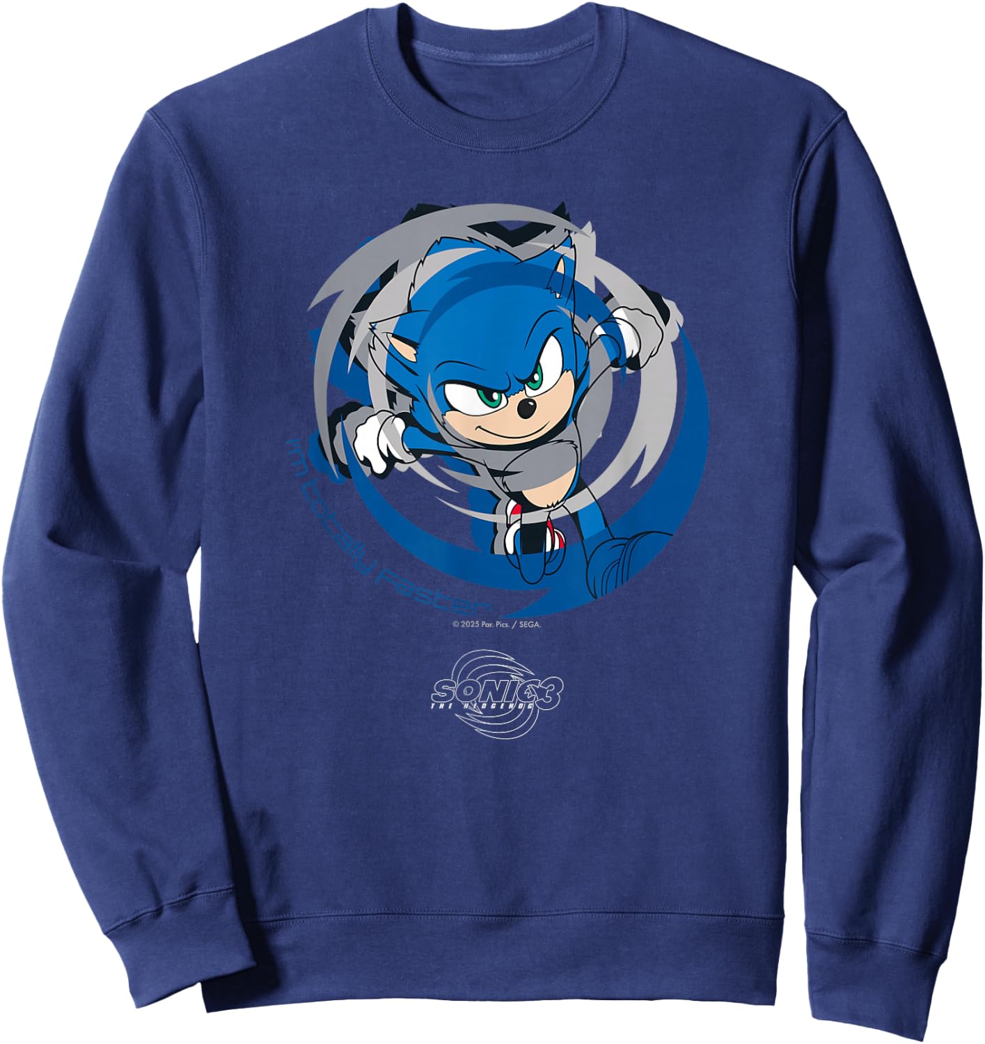 Sonic The Hedgehog 3 - Sonic I'm Totally Faster Sweatshirt - Sweatshirt | Navy