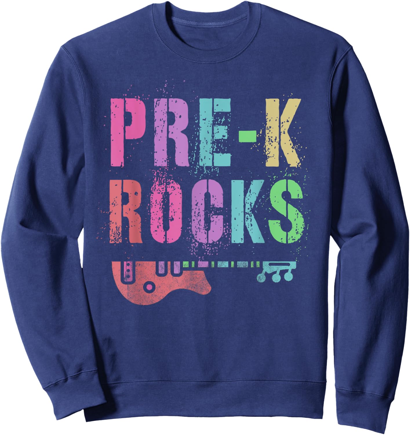 Vintage PRE-K ROCKS Teacher Rockstars I Teach ABCD Preschool Women Girls Kids Sweatshirt - Sweatshirt | Navy