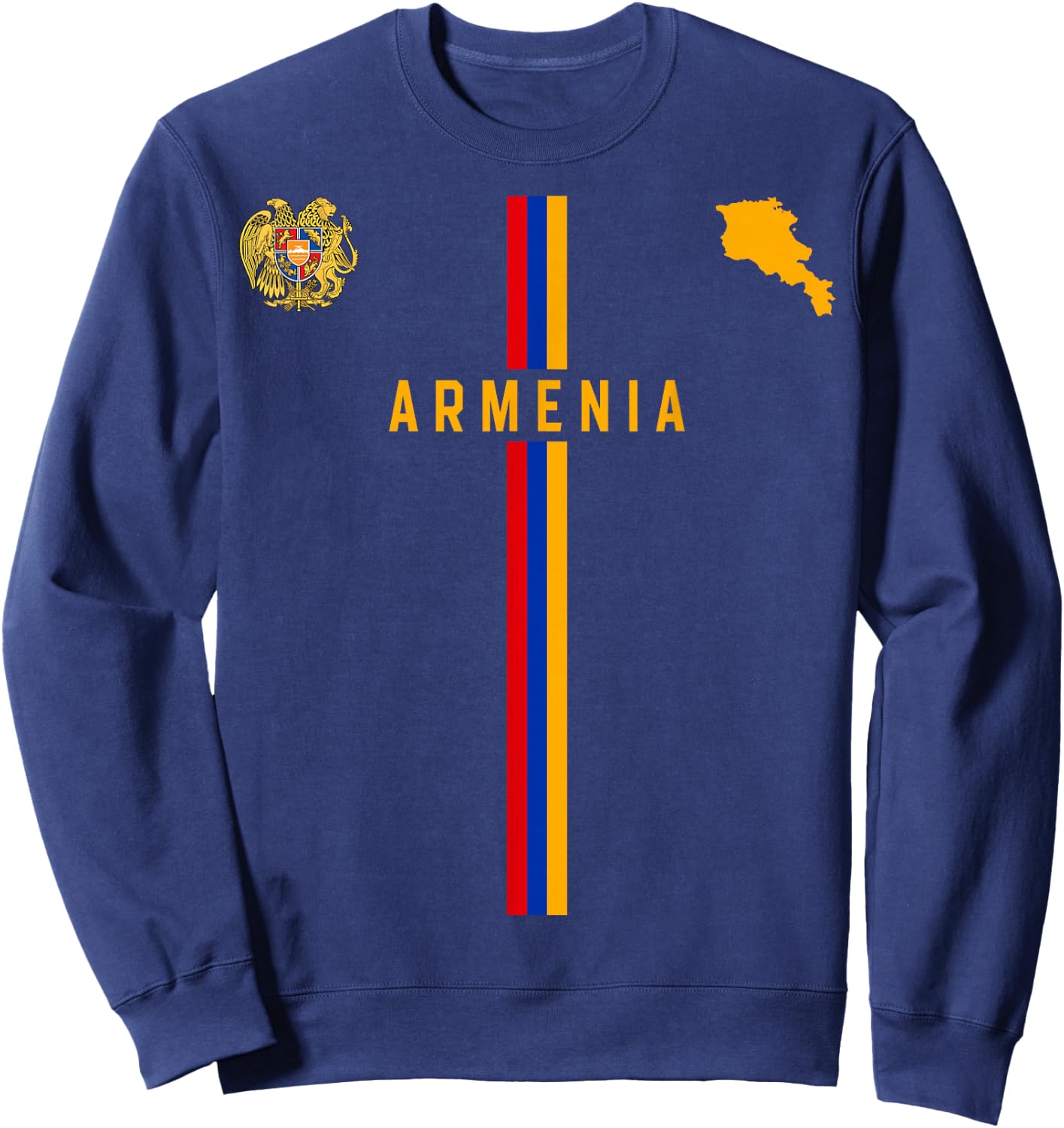 Flag of Armenia, Silhouette Map of Armenia, Coat of Arms , Black, S Sweatshirt - Sweatshirt | Navy