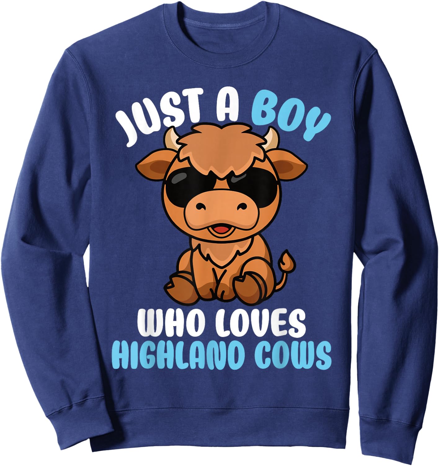 Just A Boy Who Loves Highland Cows Highland Cattle Boys Kids Sweatshirt - Sweatshirt | Navy