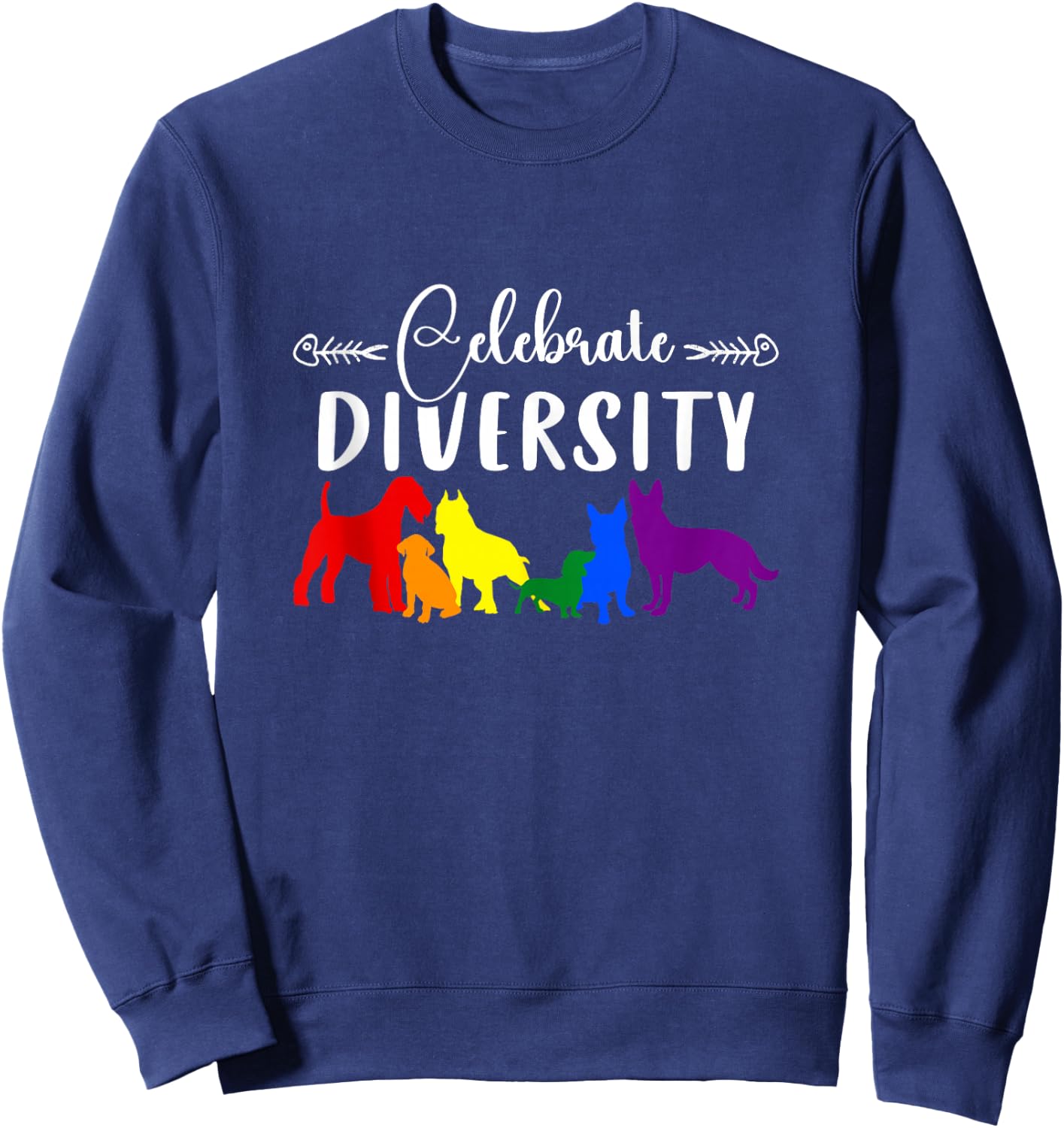 Celebrate Diversity Rainbow Dogs LGBTQ+ Pride Sweatshirt - Sweatshirt | Navy