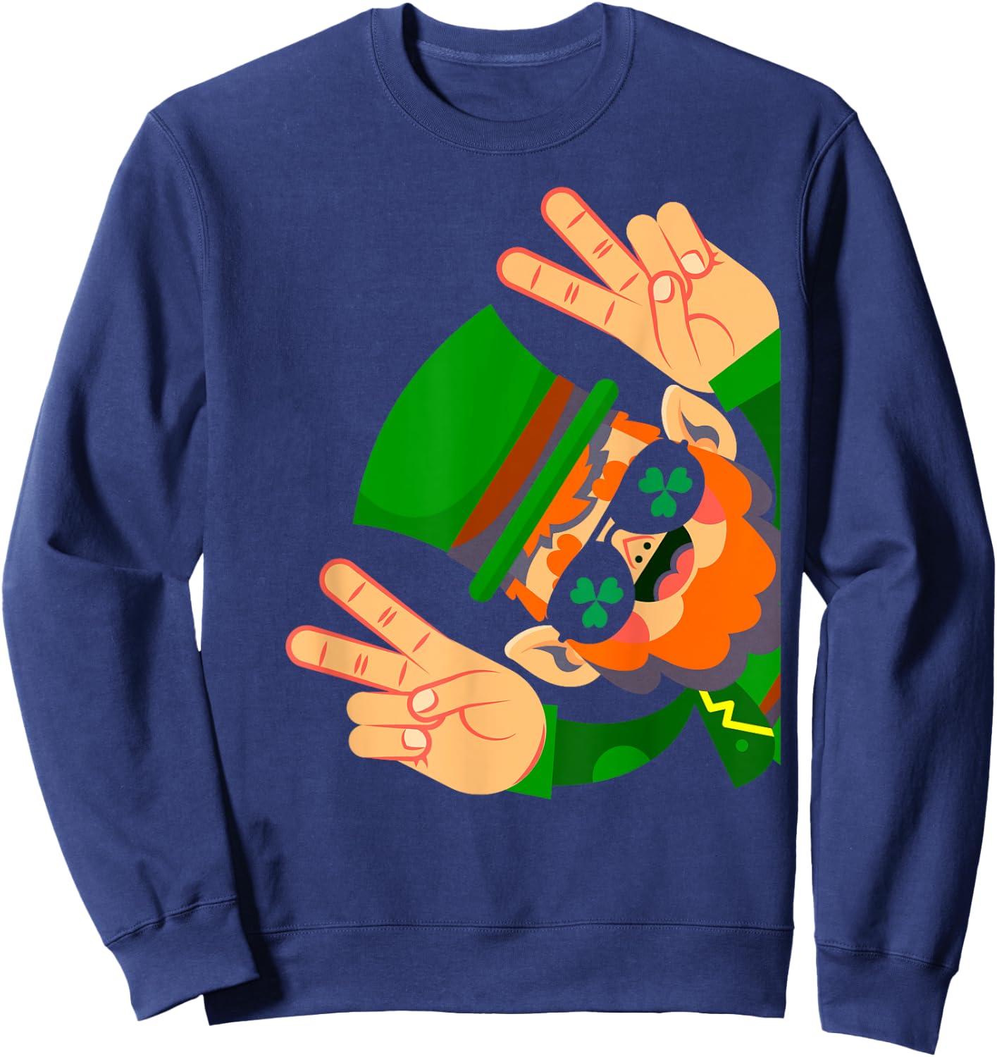 Irish Luck & Leprechaun Peace - Happy St Patrick's Day , black Sweatshirt - Sweatshirt | Navy