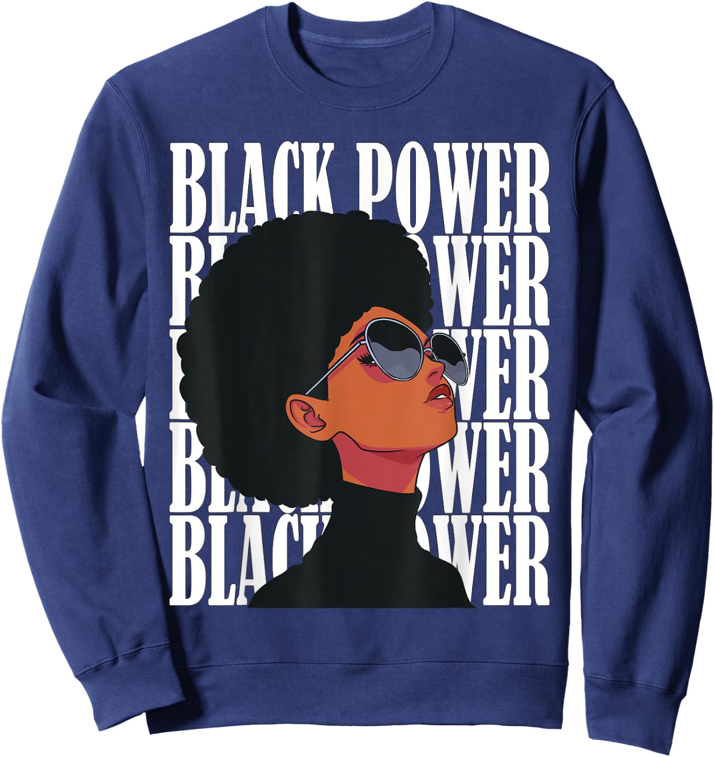 Black Power Panther Party Natural Hair Afro Proud Melanin Sweatshirt - Sweatshirt | Navy