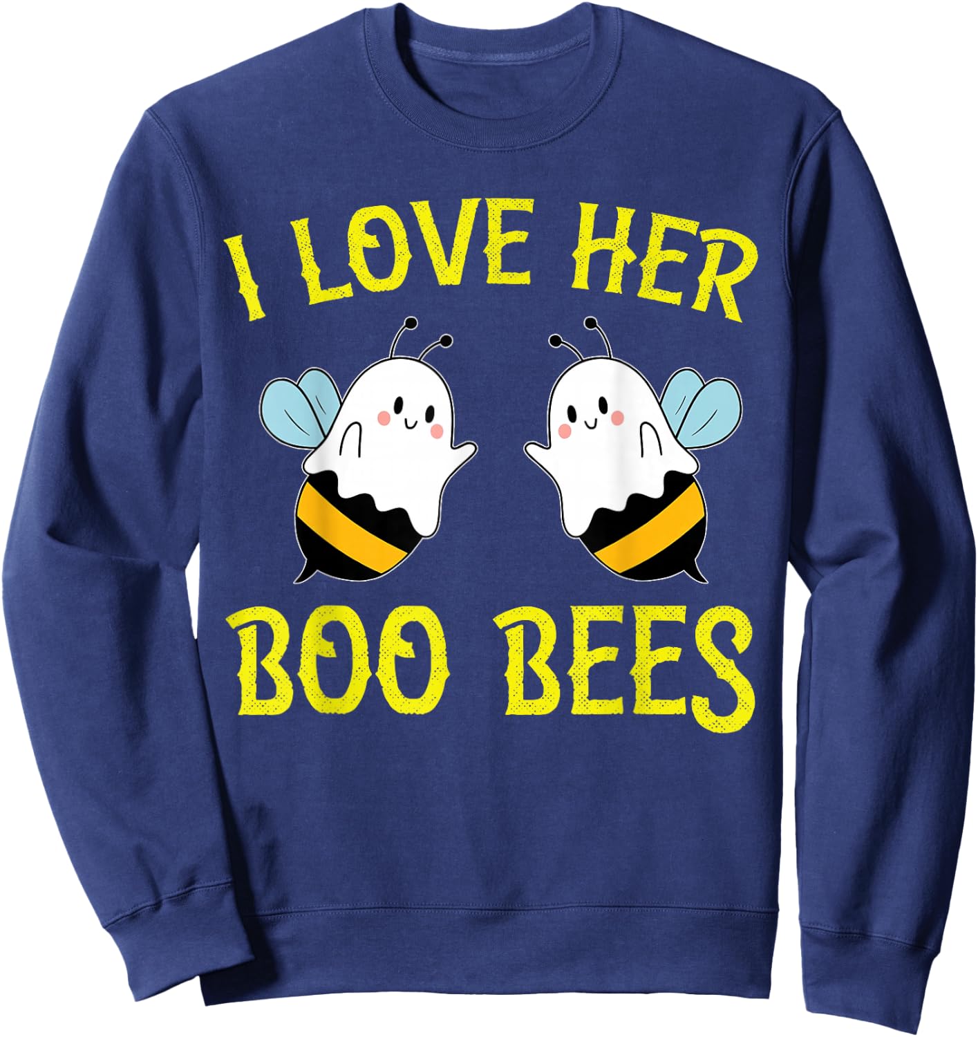 I Love Her Boo Bees Couples Halloween Adult Costume His Men Sweatshirt - Sweatshirt | Navy