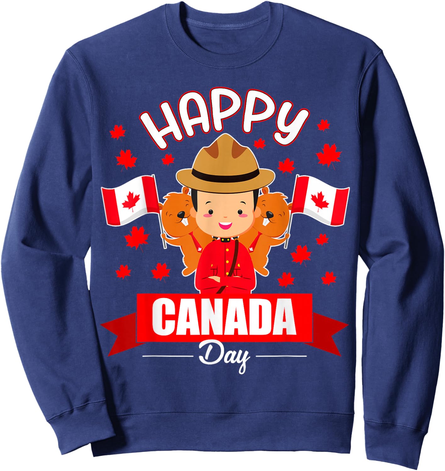 Happy Canada day Flag boys girls kids Toddler Canadian Pride Sweatshirt - Sweatshirt | Navy