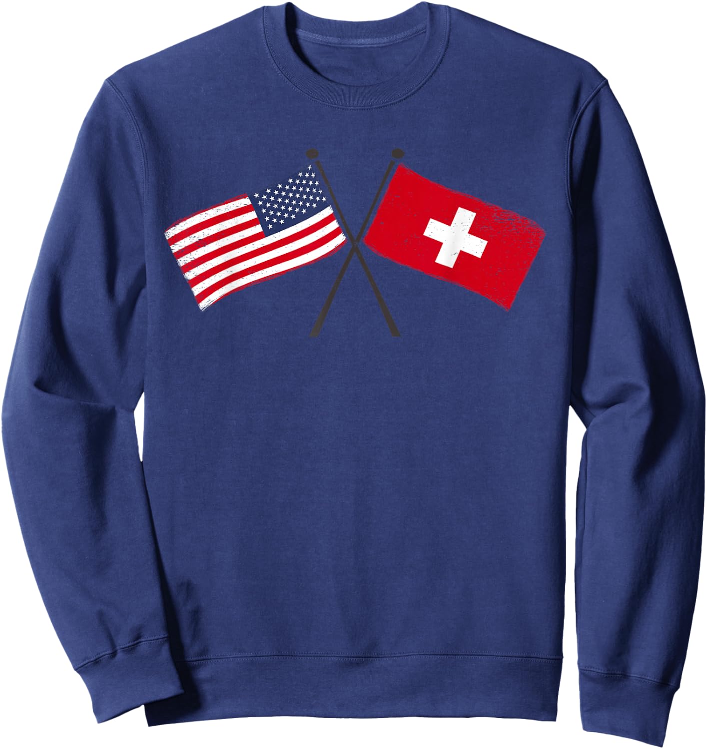 USA Switzerland Crossed Flags American Swiss Friendship Sweatshirt - Sweatshirt | Navy