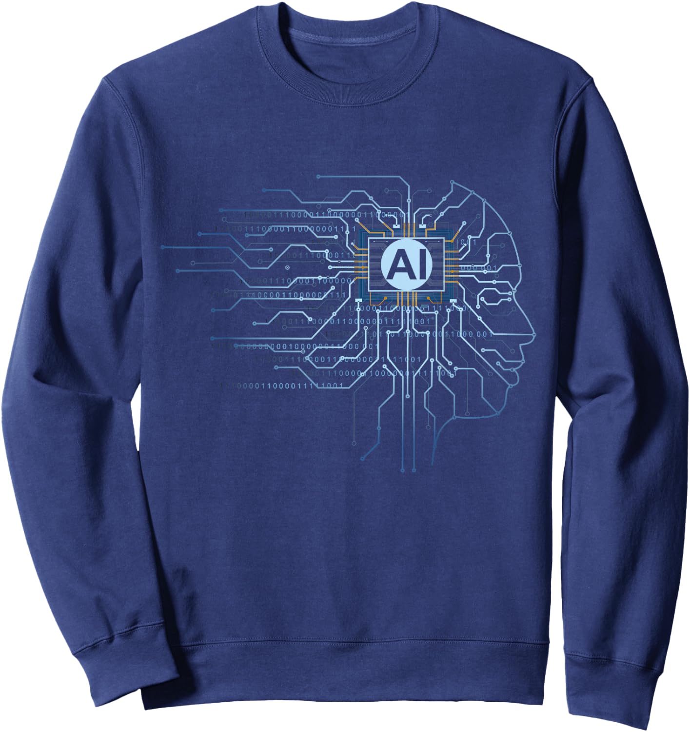 KI - Binary Code Face Artificial Intelligence Computer Science , black Sweatshirt - Sweatshirt | Navy