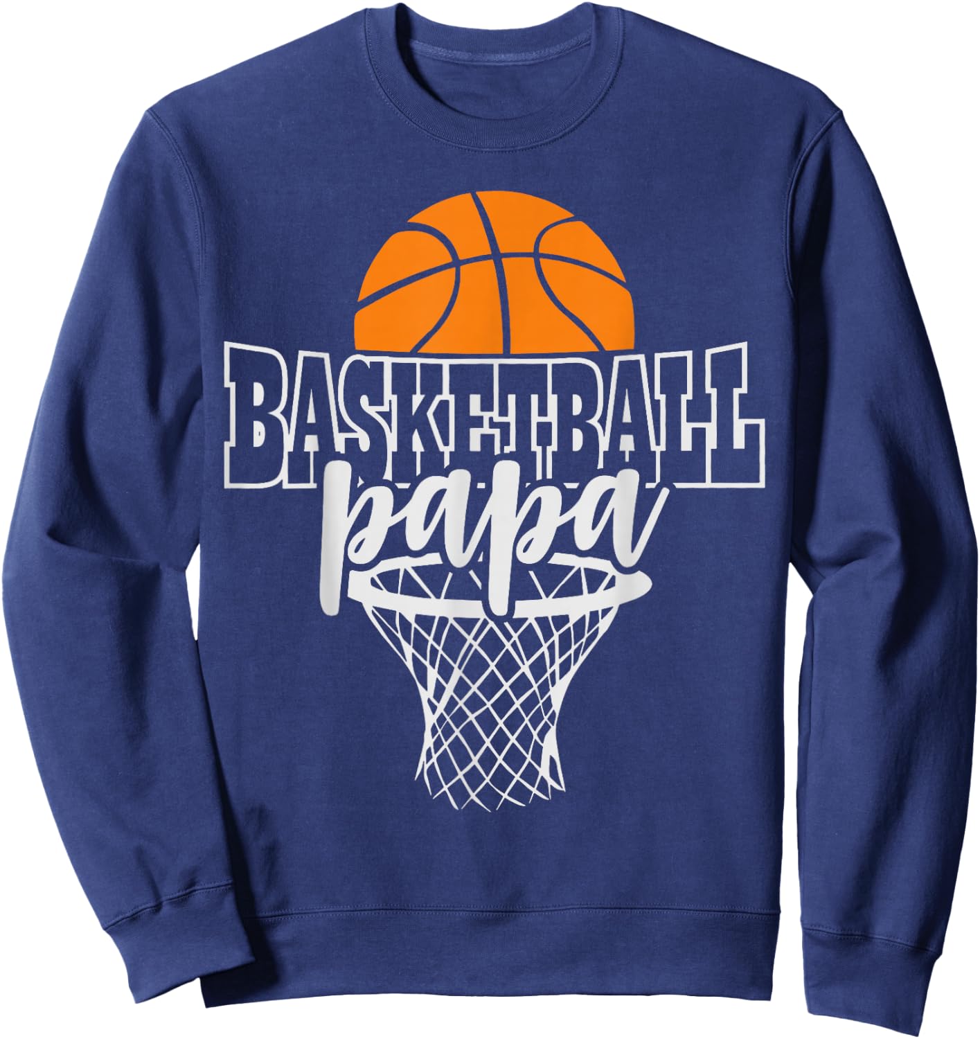 Vintage Proud Basketball Papa Fathers Day Basketball Player Sweatshirt - Sweatshirt | Navy