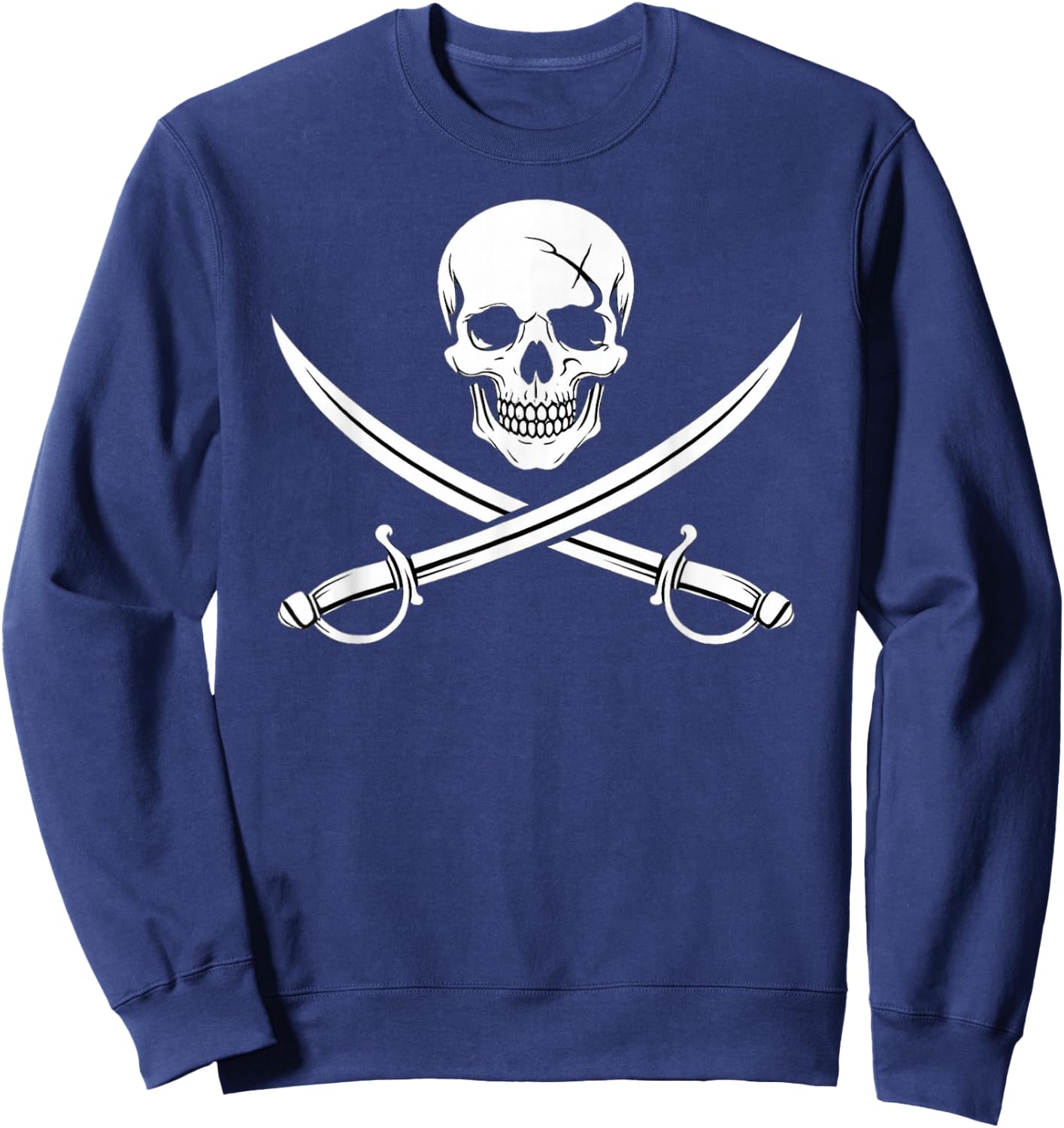 Pirate Skull and Crossbone Cross Sword Jolly Roger Skeleton Sweatshirt - Sweatshirt | Navy