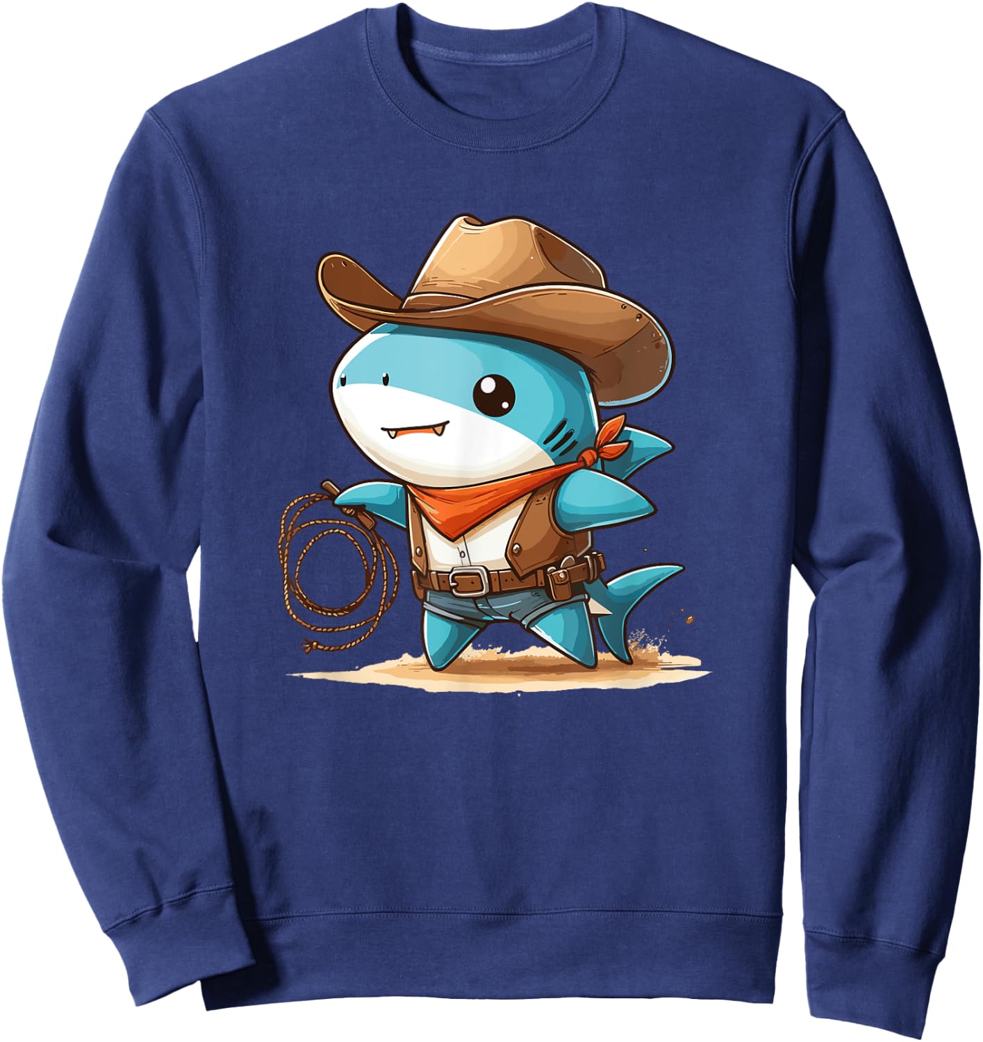 Western Rodeo Cowboy Hat Shark Texas Animals Sweatshirt - Sweatshirt | Navy