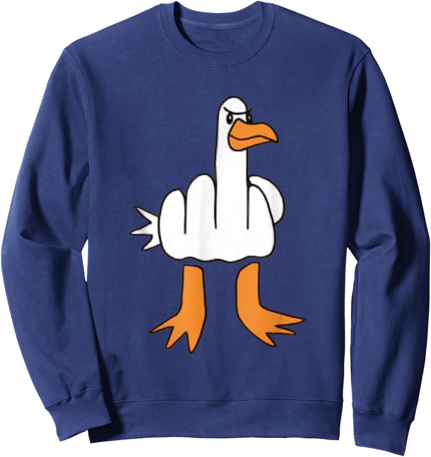 Funny Middle Finger Goose Dark Humour Funny Statement Sweatshirt - Sweatshirt | Navy