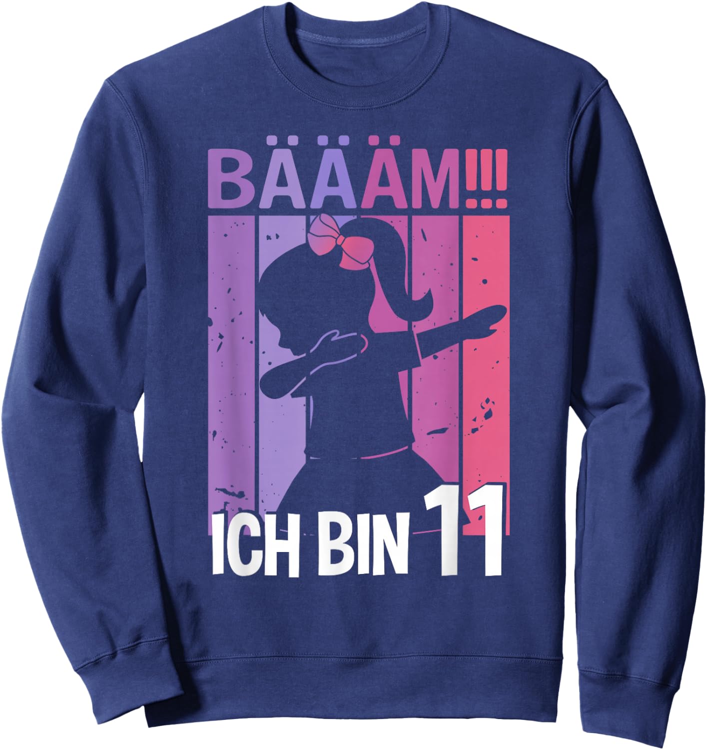 Girls' with German Text "Ich bin 11 Jahre Dab" [German Language], black Sweatshirt - Sweatshirt | Navy