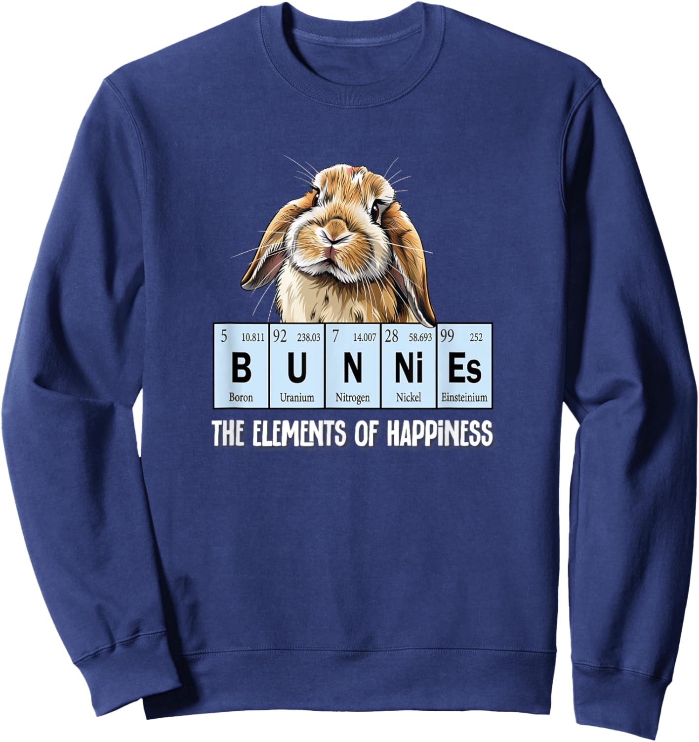 Elements of Happiness Mini Holland Lop Bunny Rabbit Lover Sweatshirt - Sweatshirt | Navy