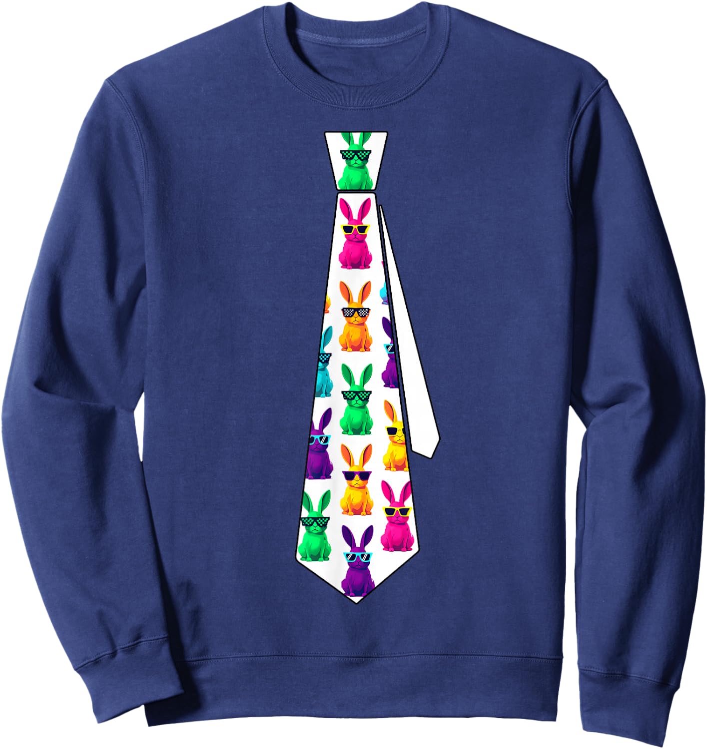 Happy Easter Funny Bunny Tie For Boys Toddlers Men Sweatshirt - Sweatshirt | Navy