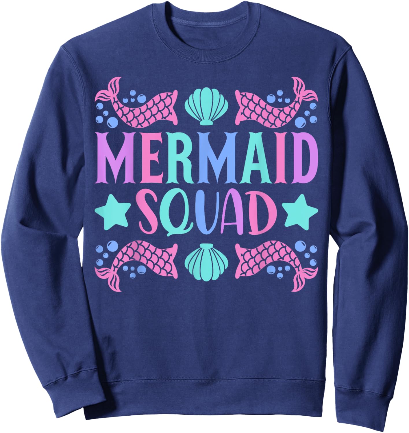 Mermaid Squad Cute Mermaid Birthday Party Outfit Kid Mermaid Sweatshirt - Sweatshirt | Navy