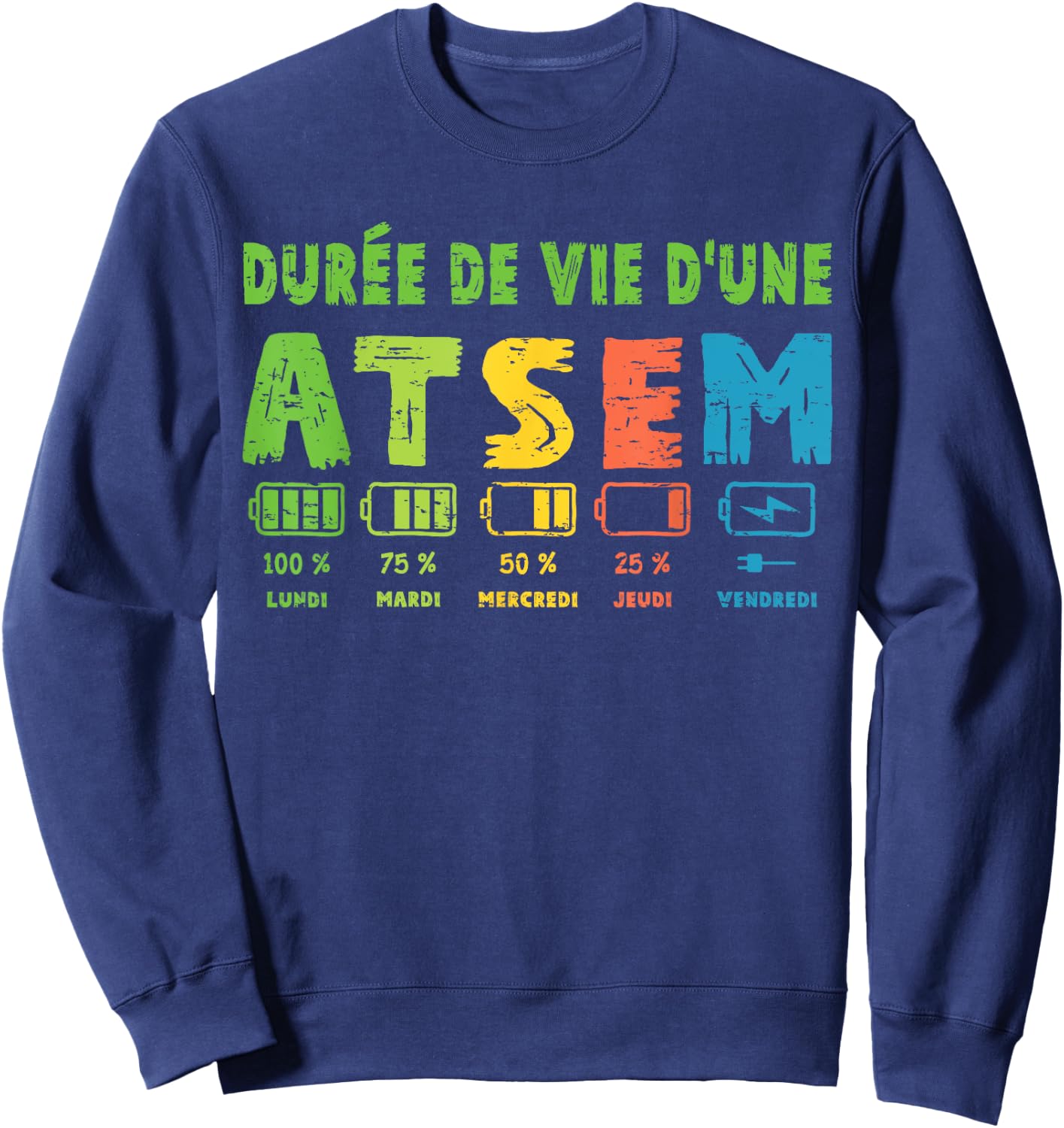 Atsem Women's Funny Atsem Maternelle School End of Year , Black, S Sweatshirt - Sweatshirt | Navy