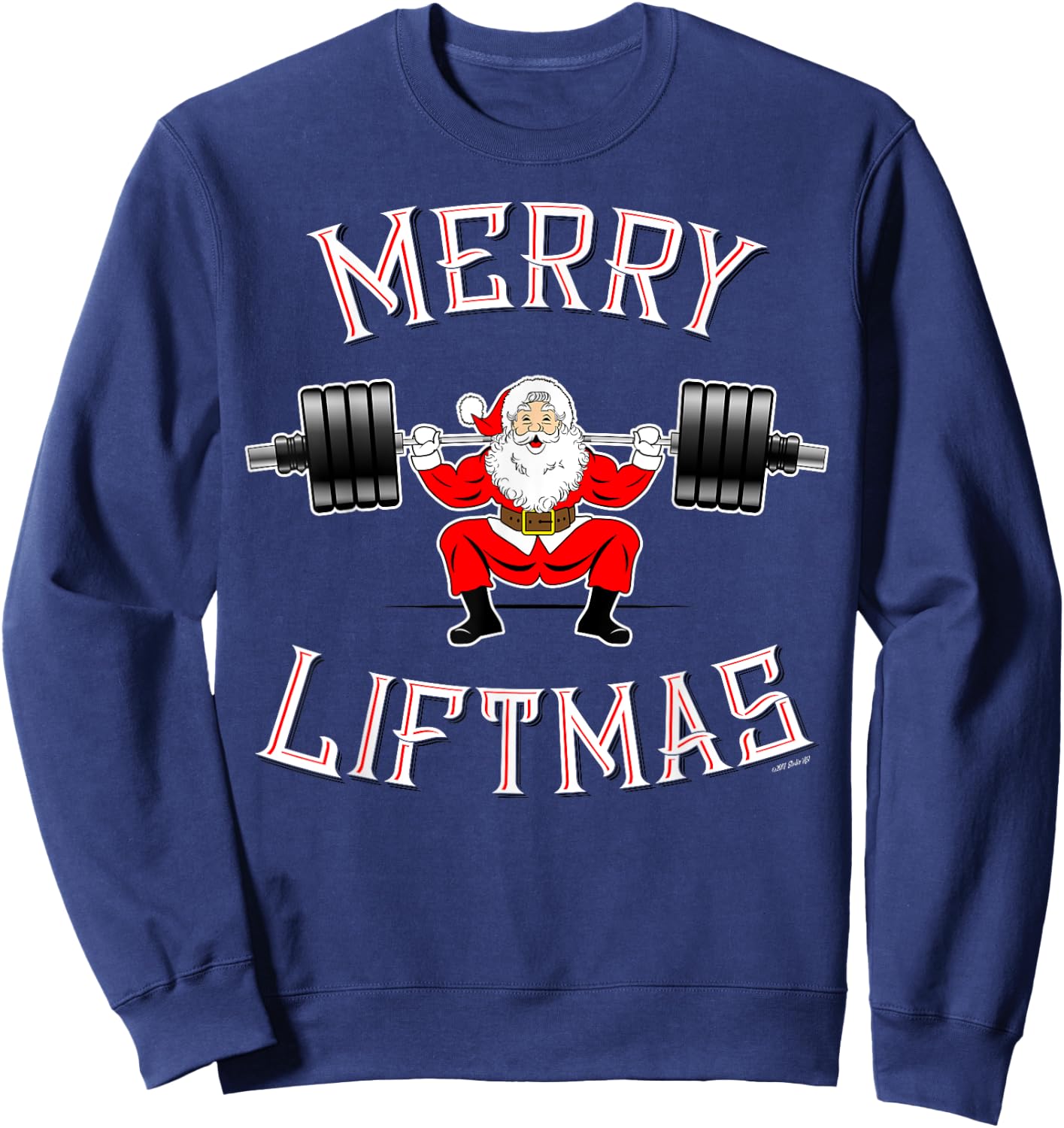 Merry Liftmas Squat Workout - Weightlifting Santa Sweatshirt - Sweatshirt | Navy