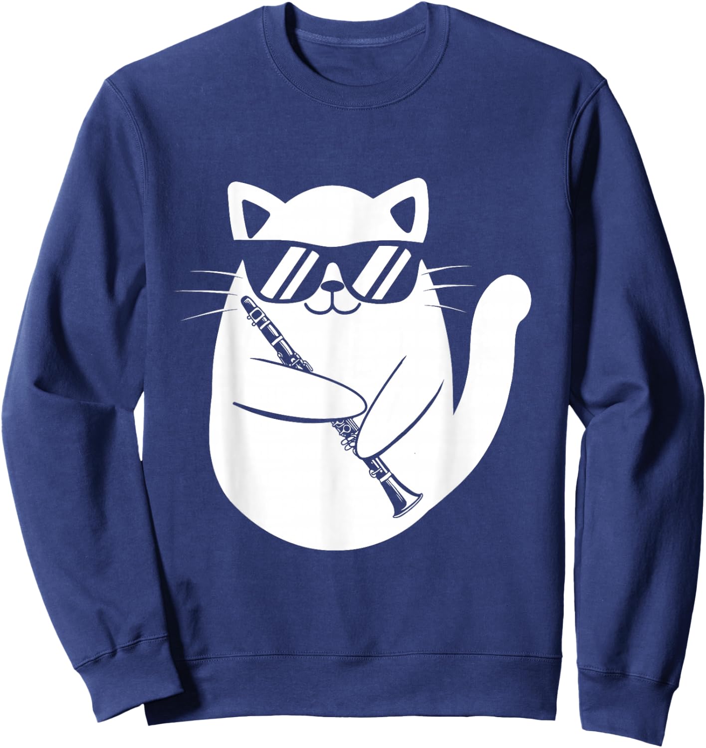 Clarinet Player - Cat Clarinetist Music Lover Marching Band Sweatshirt - Sweatshirt | Navy