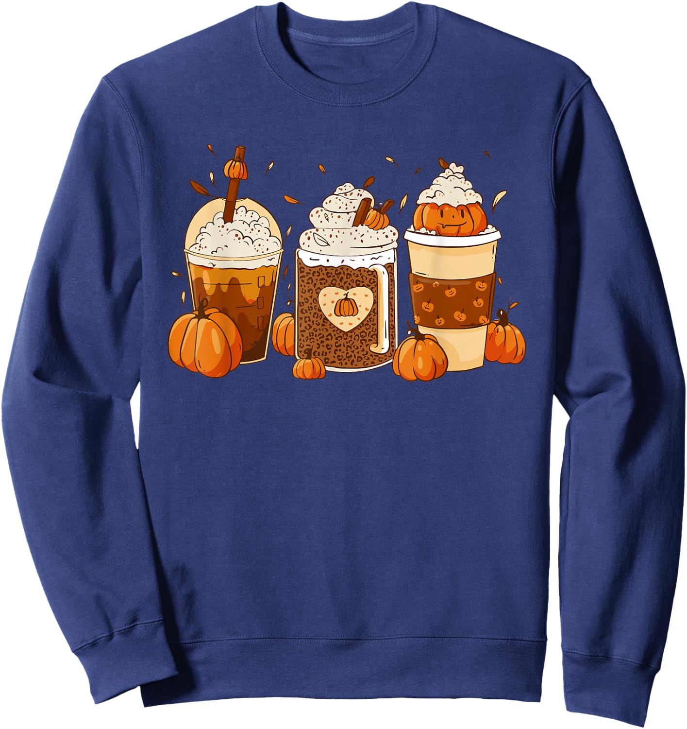 Pumpkin Spice Latte Fall Coffee Thanksgiving Shirt Sweatshirt - Sweatshirt | Navy