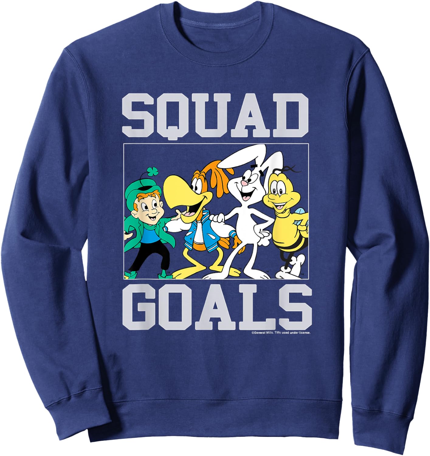 General Mills Squad Goals Cereal Mascots Vintage Group Shot Sweatshirt - Sweatshirt | Navy