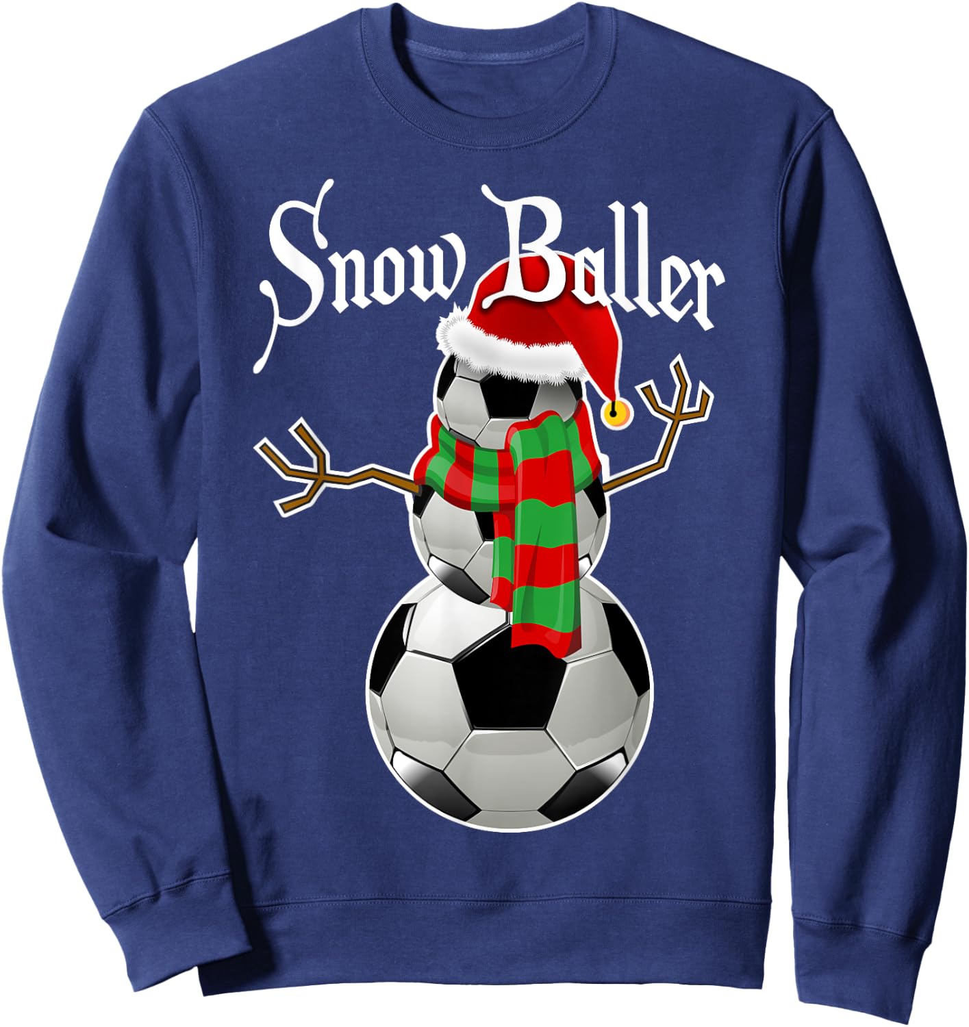 Snow Baller Soccer Christmas Snowman Shirt Soccer Gift Kids Sweatshirt - Sweatshirt | Navy