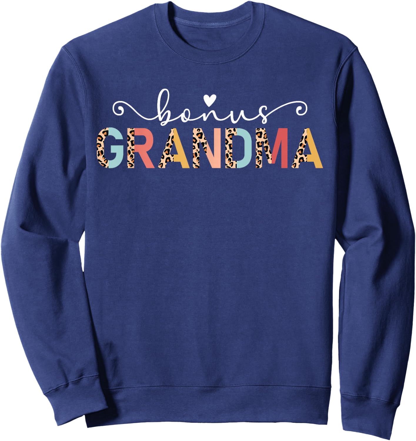 Bonus Grandma Leopard Bonus Grandmother Step Grandma Sweatshirt - Sweatshirt | Navy