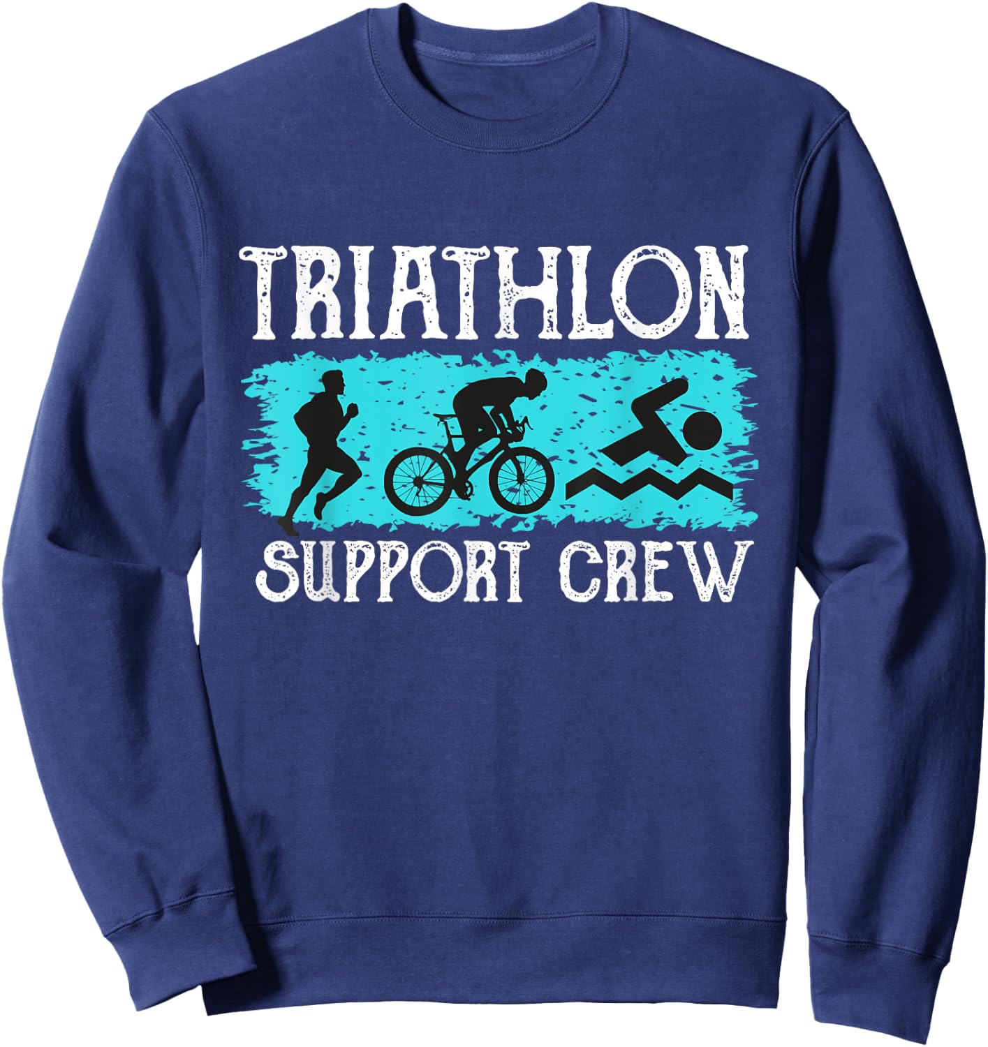 Retro Triathlon Support Crew-swimmer runner biker Triathlon Sweatshirt - Sweatshirt | Navy