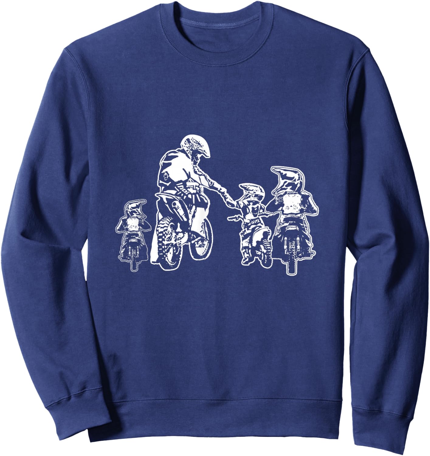 Motocross Dirt Bike Dad with Three Children Motorcycle Father's Day Sweatshirt - Sweatshirt | Navy