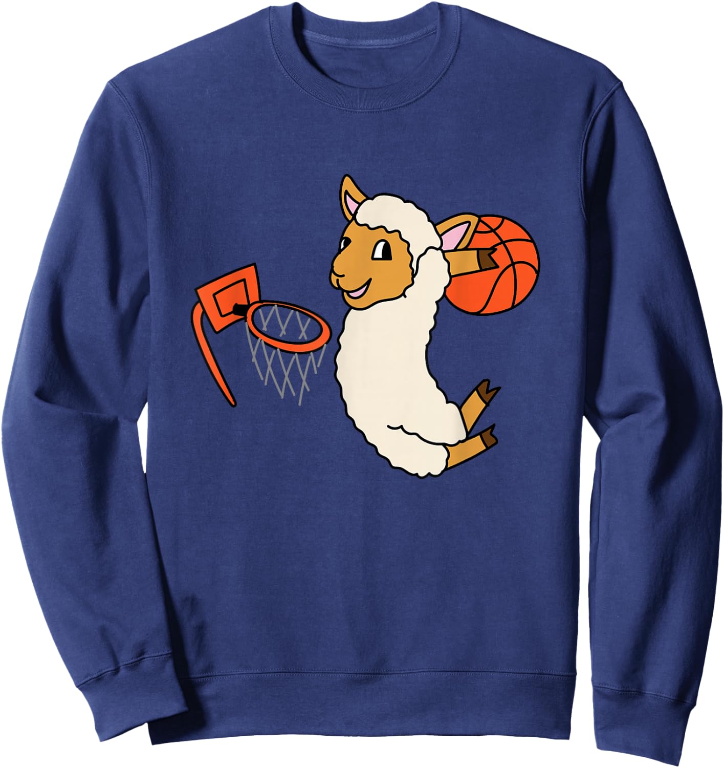 Lamb Playing Basketball Cute Sheep Ball Sport Sweatshirt - Sweatshirt | Navy