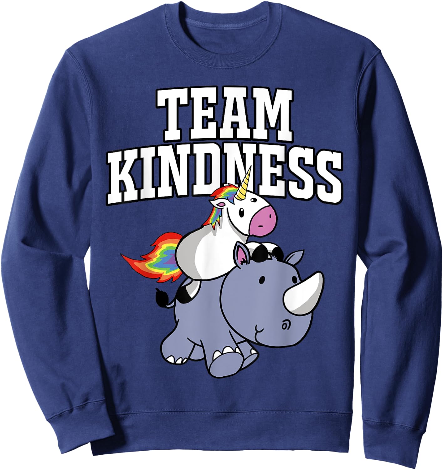 Choose Kind Shirt - Rhino Unicorn Team Kindness Shirt Sweatshirt - Sweatshirt | Navy