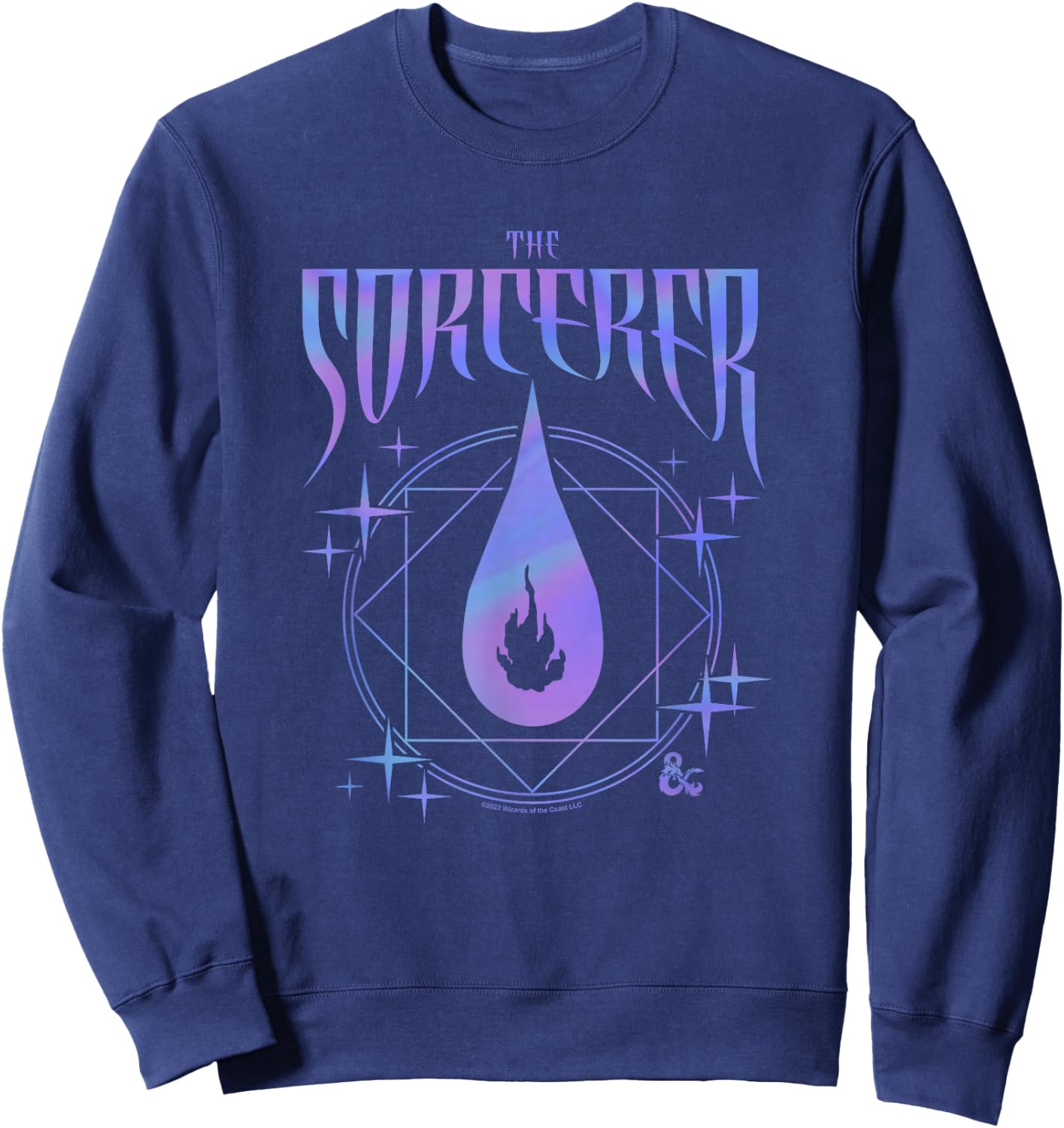 Dungeons & Dragons The Sorcerer Neon Flame Emblem Logo Sweatshirt - Sweatshirt | Navy