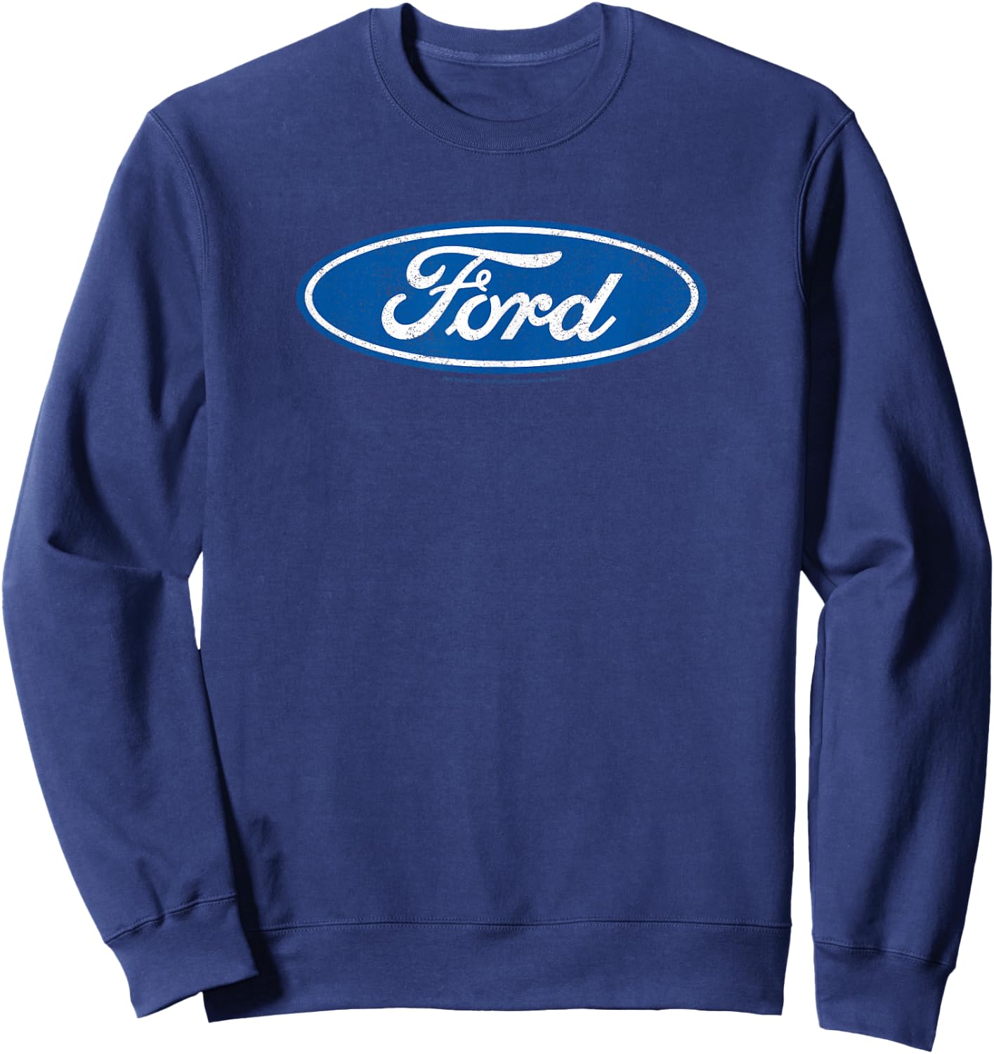 Ford, Oval Logo Distressed Blue , black Sweatshirt - Sweatshirt | Navy